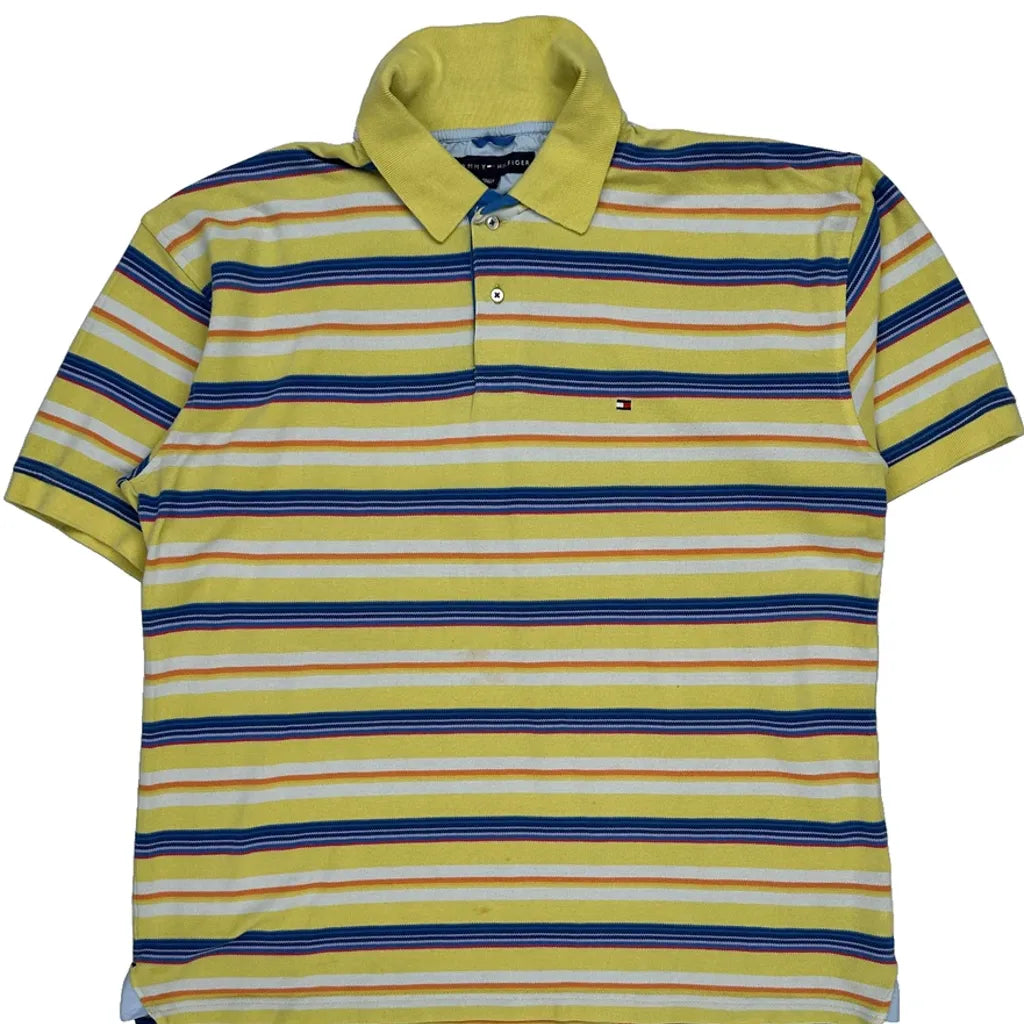 Tommy Hilfiger Striped Polo Shirt - XL Multicoloured Cotton Refurbished - Thrifted (note: this is a term often used to describe second- refurbished available on Cerqular