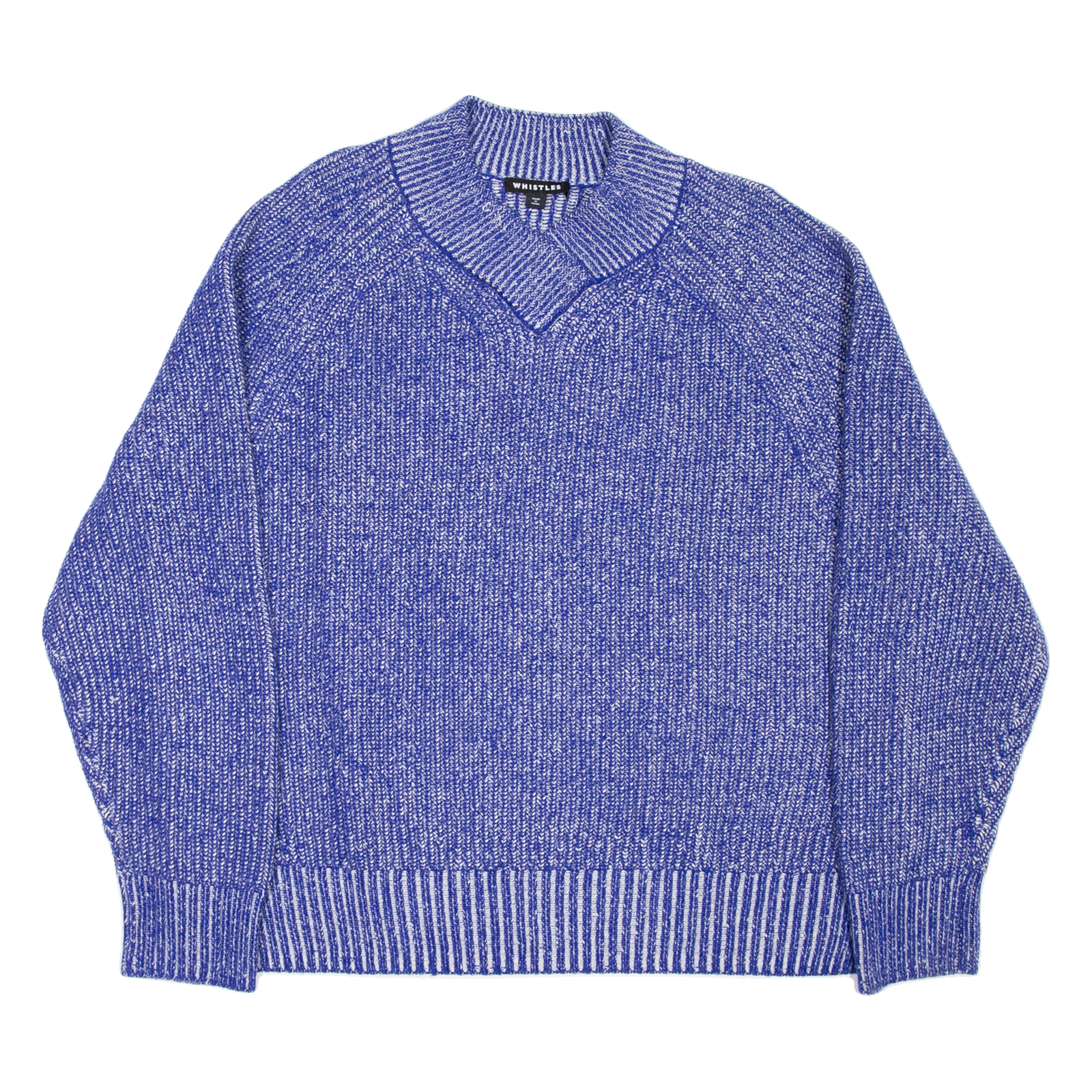 WHISTLES Womens Heavy Knit Jumper Blue V-Neck Chunky Knit Wool L Refurbished - N/A refurbished available on Cerqular