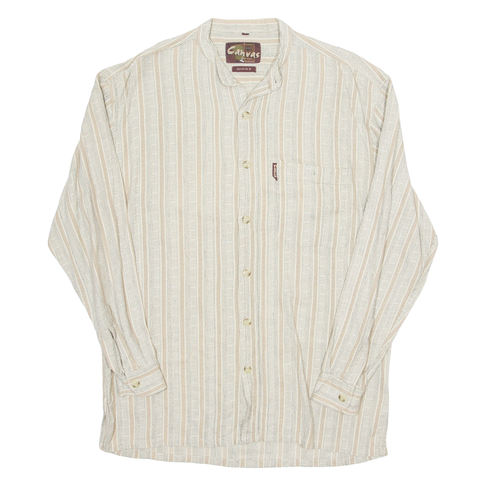 CANVAS Womens Blouse Beige Long Sleeve Striped M Refurbished - N/A refurbished available on Cerqular