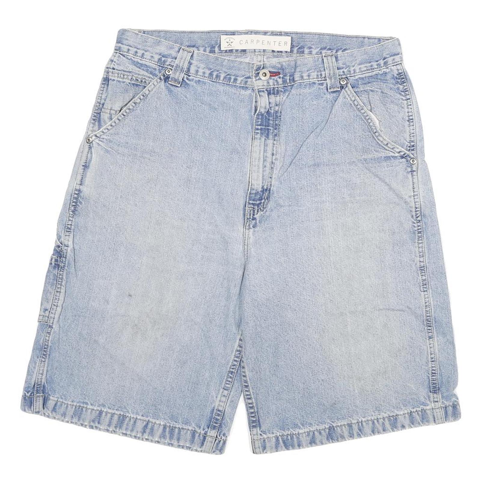 Mens Light Blue Carpenter Denim Casual Shorts 2XL W33 Loose Fit Cotton Blend Refurbished - N/A refurbished available on Cerqular