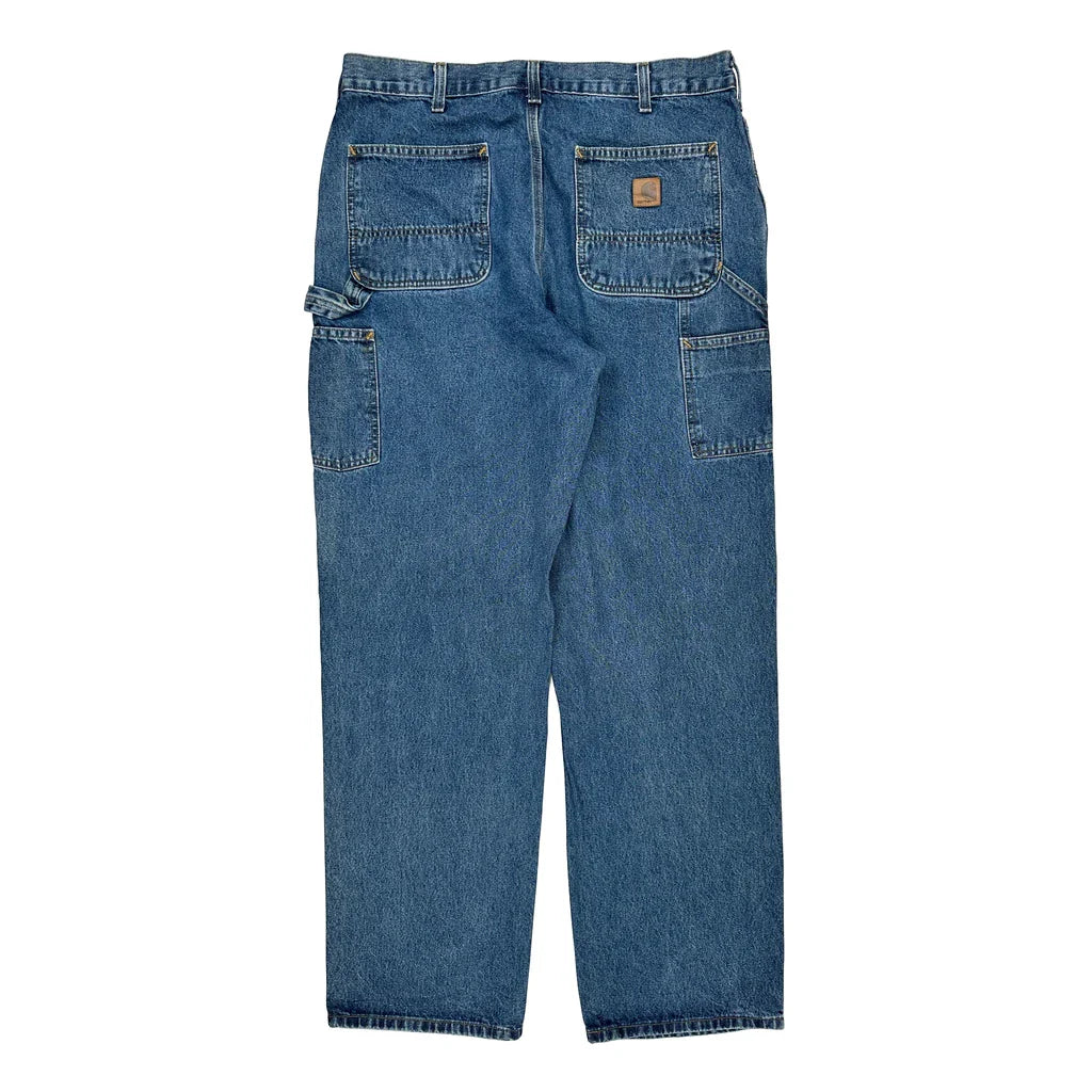 Carhartt Carpenter Jeans - 36W 34L Blue Cotton Refurbished - Thrifted (note: this is a term often used to describe second- refurbished available on Cerqular