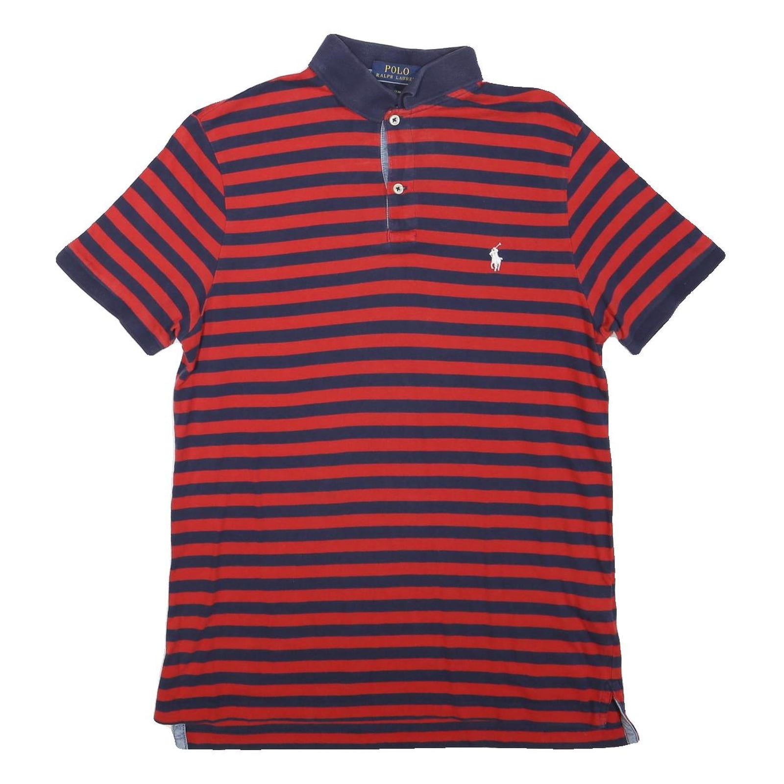 POLO RALPH LAUREN Mens Red & Navy Blue Striped Short Sleeve Polo Shirt M Classic Refurbished - N/A refurbished available on Cerqular