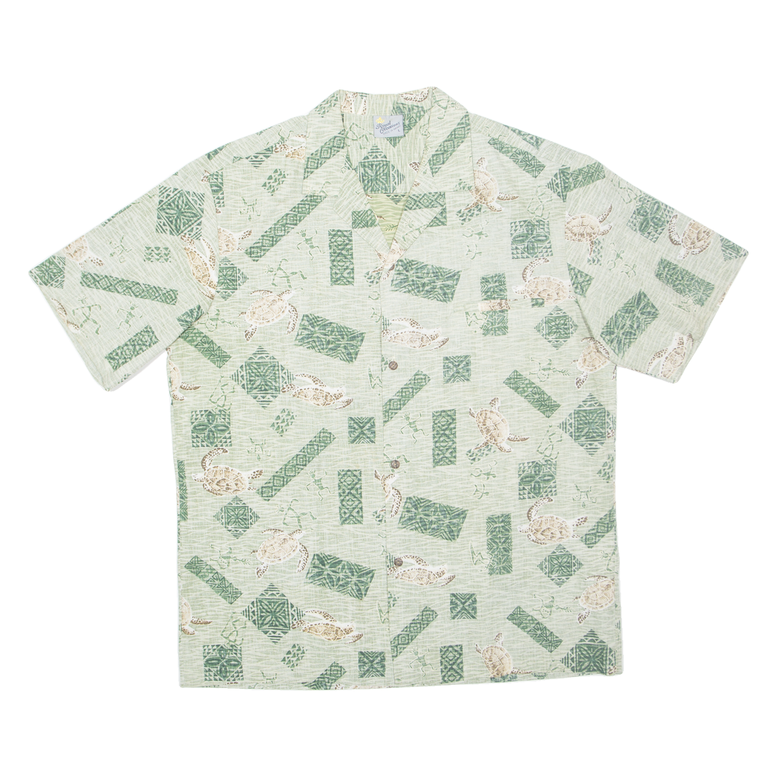 ROYAL CREATIONS Mens Hawaiian Shirt Green Crazy Pattern L Refurbished - N/A refurbished available on Cerqular