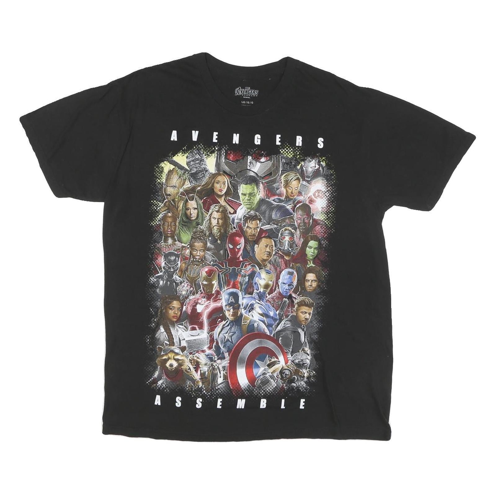 THE AVENGERS Mens Black Avengers Assemble Graphic T-Shirt L Short Sleeve Crew Refurbished - N/A refurbished available on Cerqular