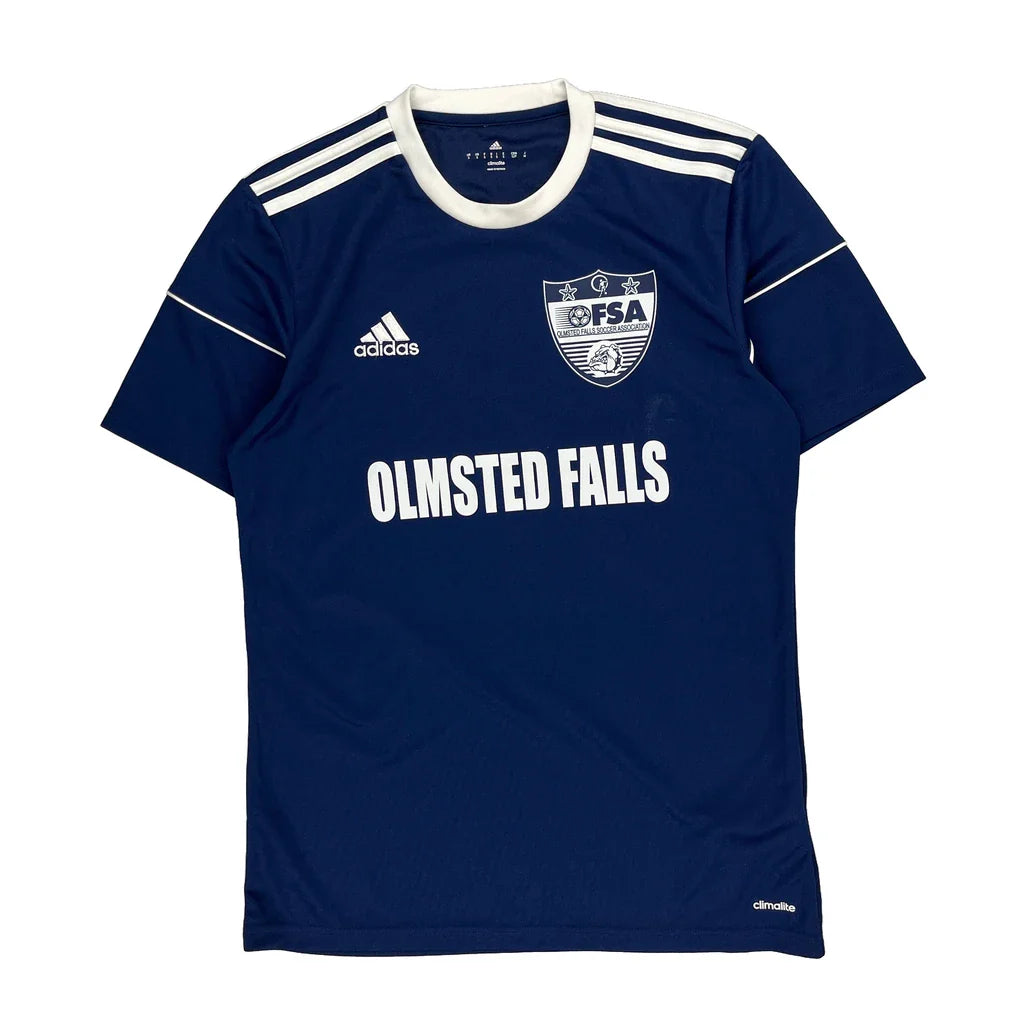 Olmsted Falls Soccer Association Adidas Football Jersey - Small Blue Polyester Refurbished - Thrifted (note: this is a term often used to describe second- refurbished available on Cerqular