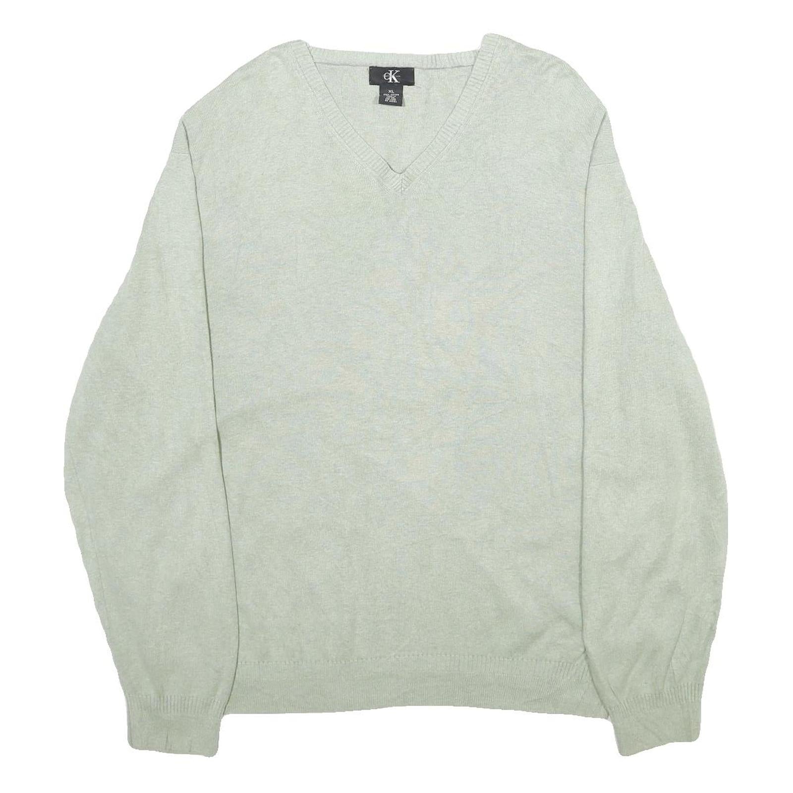CALVIN KLEIN Mens Beige Plain Cotton Plain V-Neck Basic Knit XL Jumper Refurbished - N/A refurbished available on Cerqular