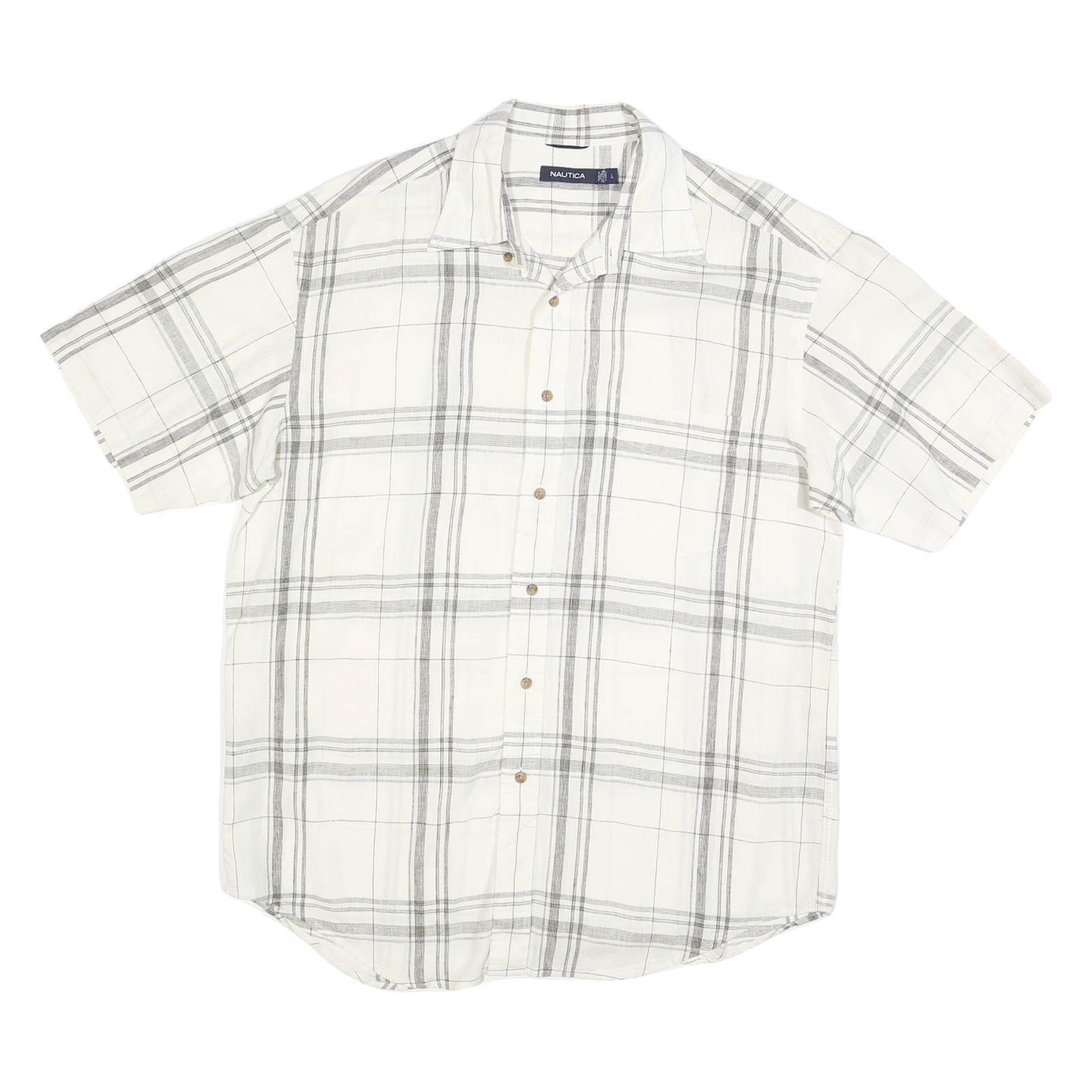Buy NAUTICA Mens White & Grey Checked Shirt L Casual Summer Short Sleeve Linen Blend Refurbished - $25.99 NAUTICA Mens White & Grey Checked Shirt L Casual Summer Short Sleeve Linen Blend Refurbished - N/A refurbished available on Cerqular