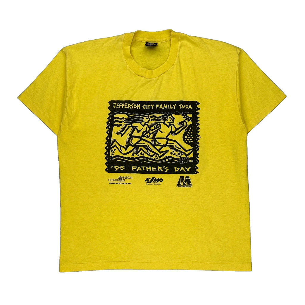 Single Stitch Fruit Of The Loom Graphic T-Shirt - XL Yellow Cotton Blend Refurbished - Thrifted (note: this is a term often used to describe second- refurbished available on Cerqular