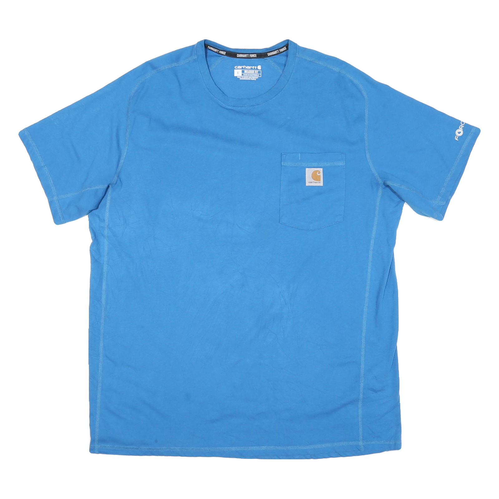 CARHARTT Mens Blue Crew Neck Short Sleeve Pocket T-Shirt L Cotton Blend Refurbished - N/A refurbished available on Cerqular