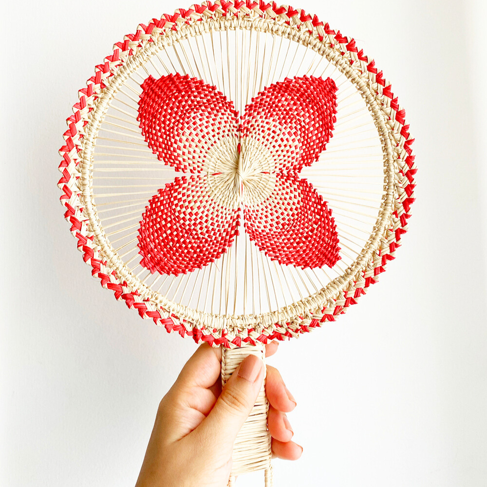 Handmade Iraca Palm - Orchid Handfan Refurbished - Apalma Handmade refurbished available on Cerqular