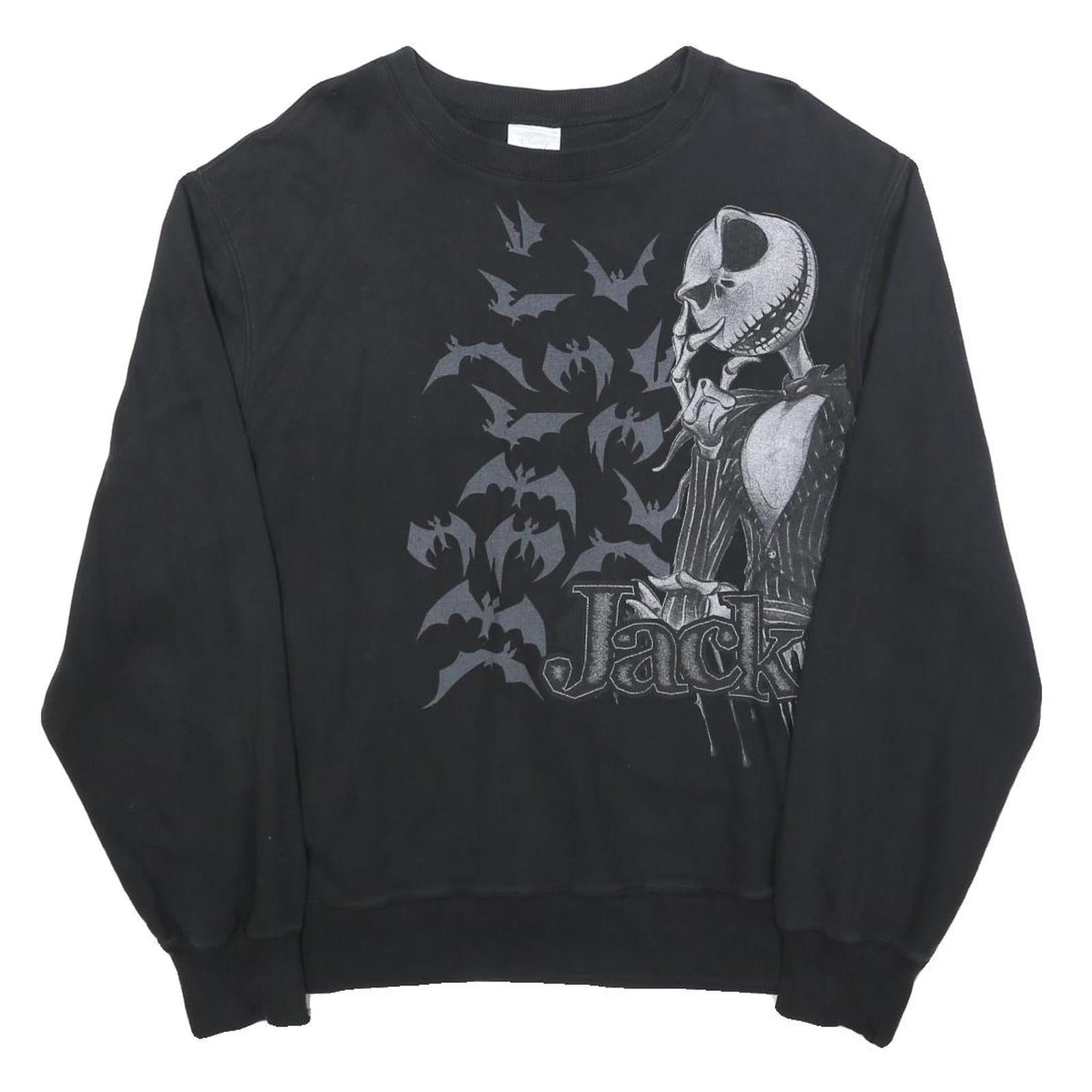 DISNEY Mens Black Jack Skellington Crew Neck Sweatshirt M Cotton Blend Refurbished - N/A refurbished available on Cerqular