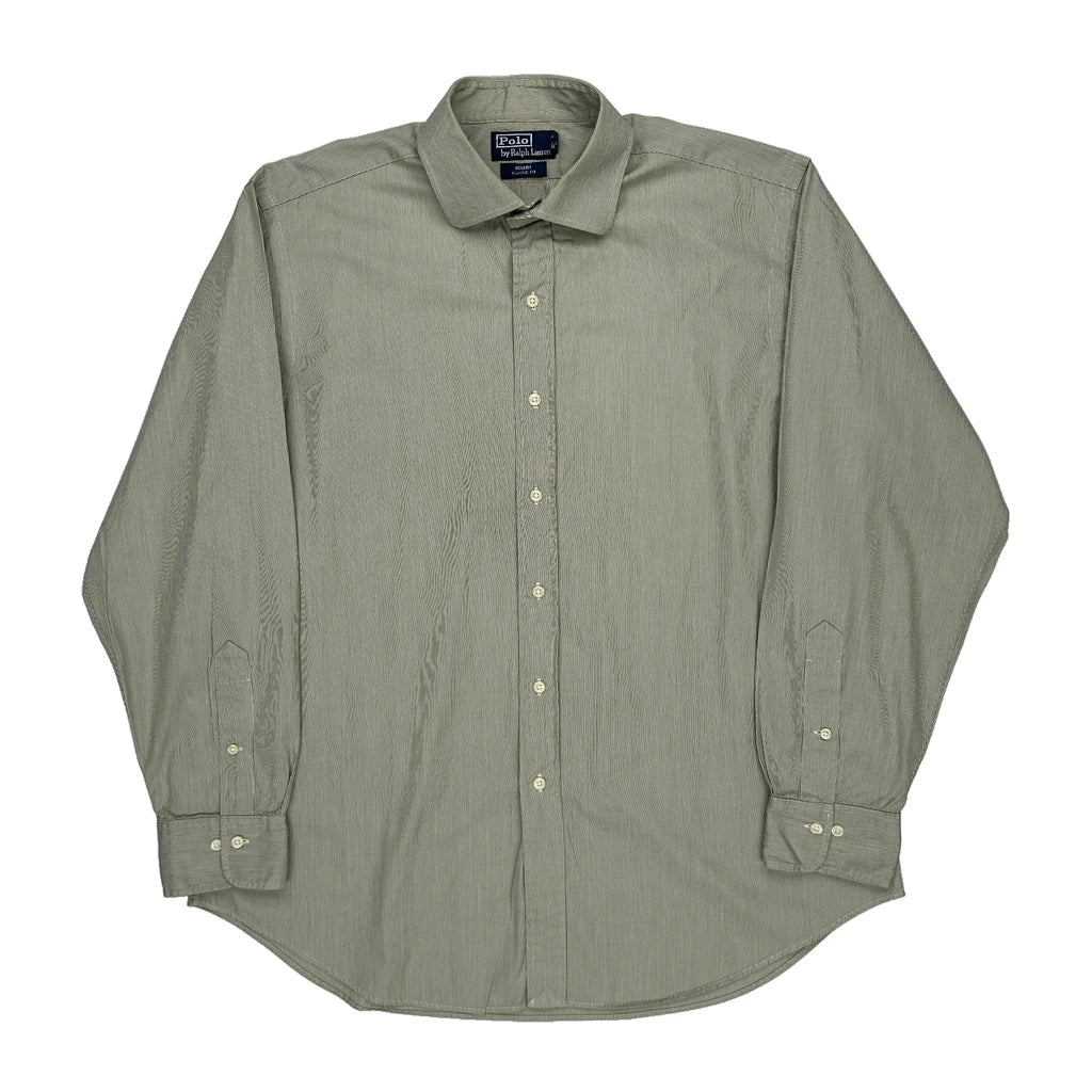 Regent Classic Fit Polo By Ralph Lauren Pinstripe Shirt - XL Green Cotton Refurbished - Thrifted (note: this is a term often used to describe second- refurbished available on Cerqular
