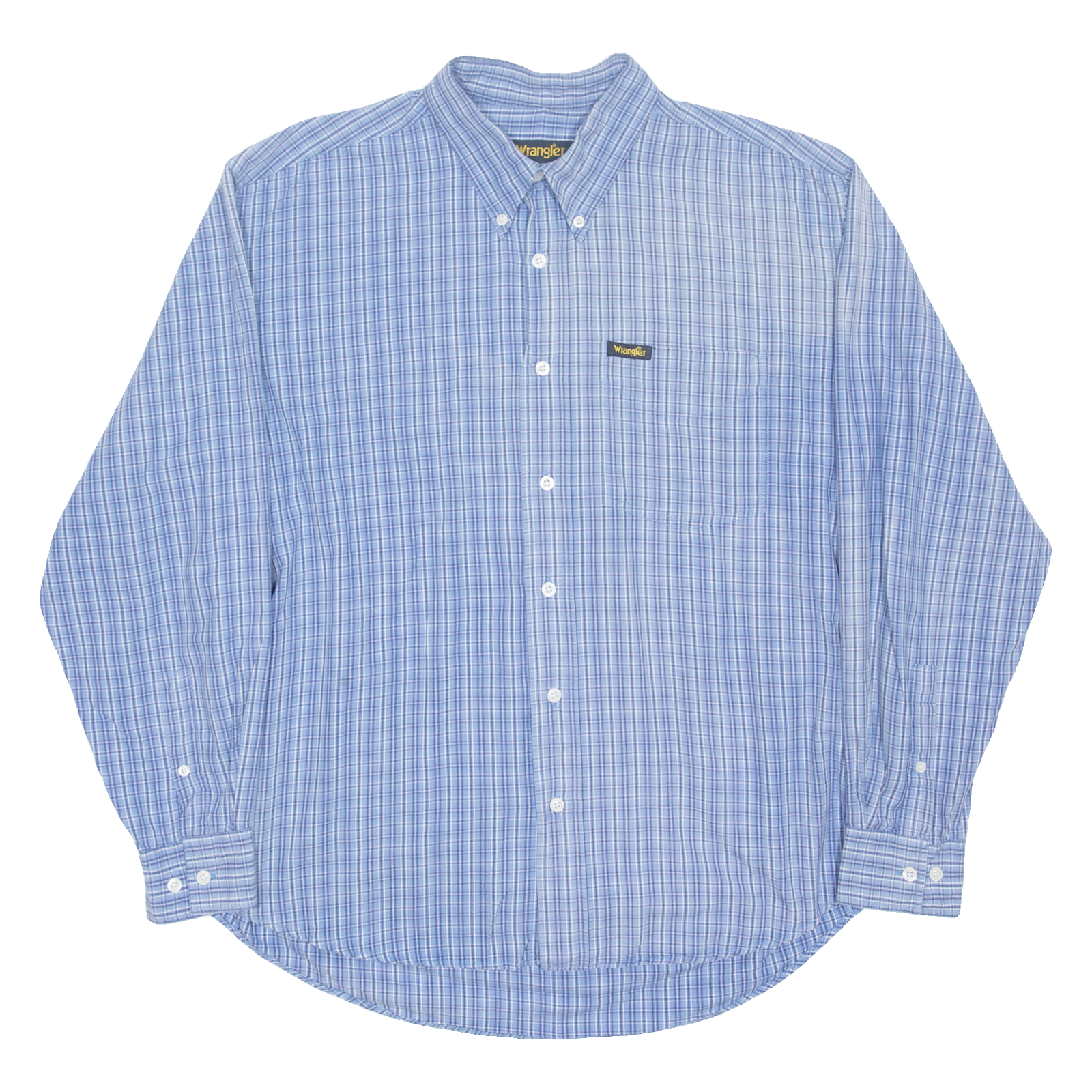 WRANGLER Mens Formal Shirt Blue Check Long Sleeve L Refurbished - N/A refurbished available on Cerqular