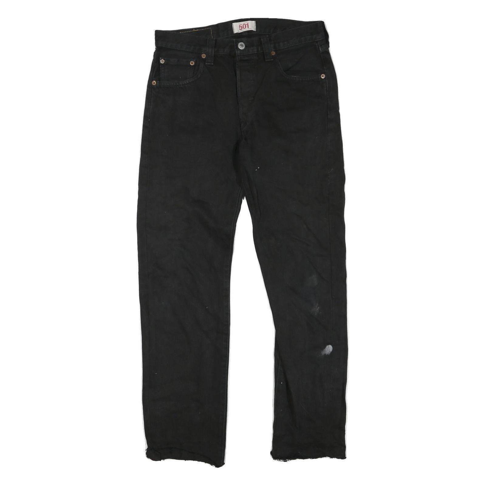LEVI'S 501 Mens Black Regular Straight Denim W30 L29 Button Cotton Blend Jeans Refurbished - N/A refurbished available on Cerqular