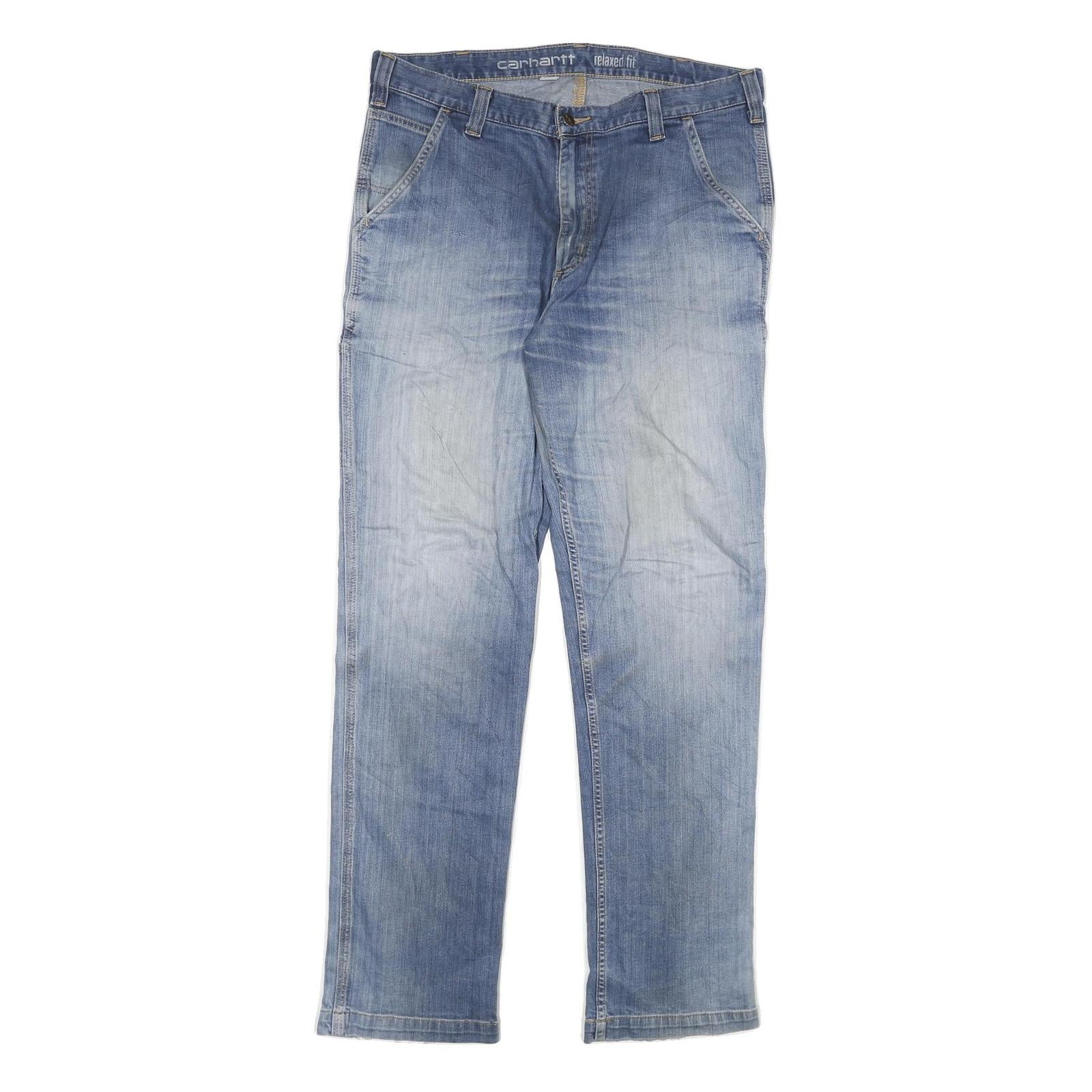 CARHARTT Mens Relaxed Fit Blue Denim Jeans W36 L34 Casual Workwear Zip Closure Refurbished - N/A refurbished available on Cerqular