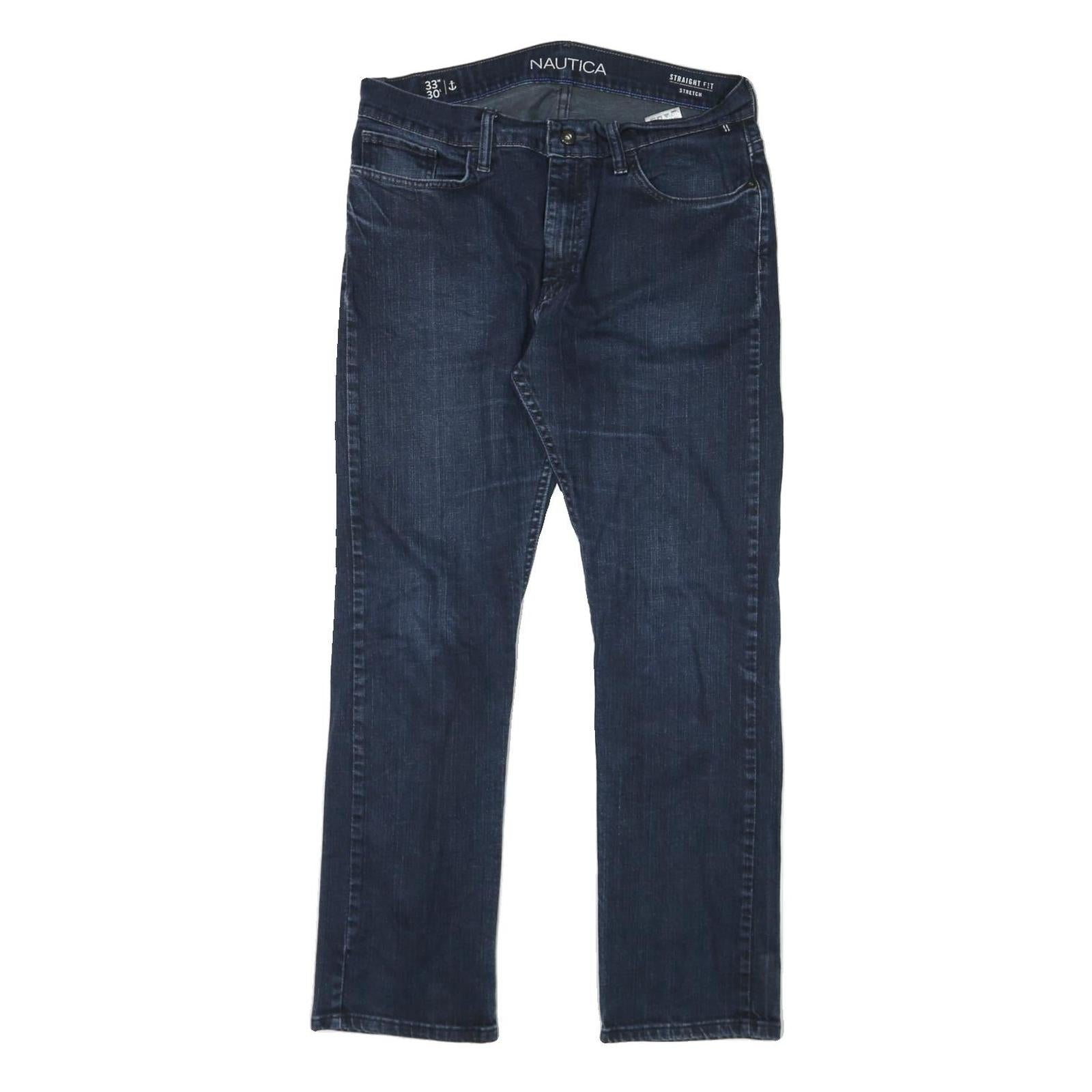 NAUTICA Mens Jeans Dark Blue Regular Straight Denim Medium W33 L30 Zip Casual Refurbished - N/A refurbished available on Cerqular