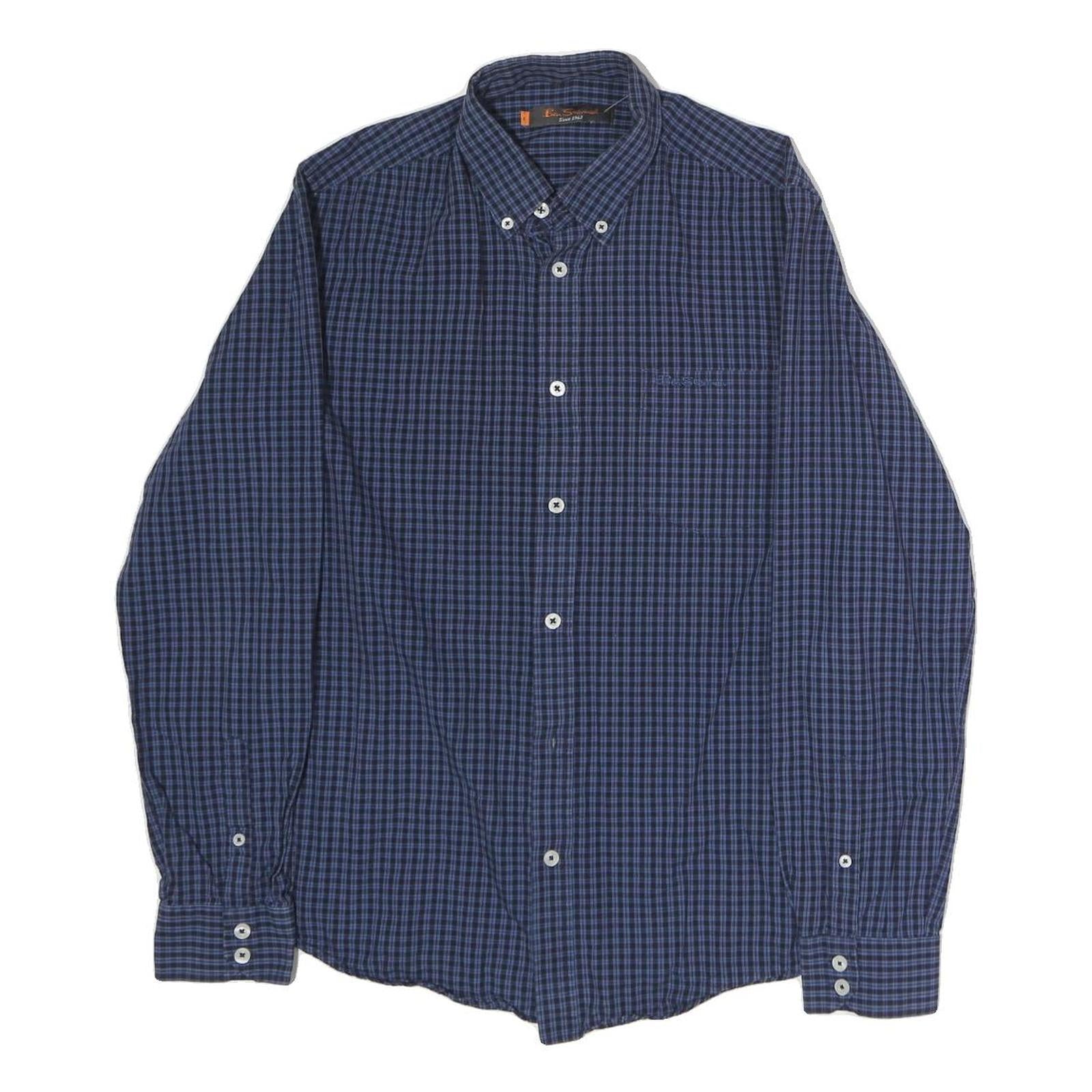 BEN SHERMAN Mens Blue Check Shirt S Button Down Long Sleeve Classic Refurbished - N/A refurbished available on Cerqular