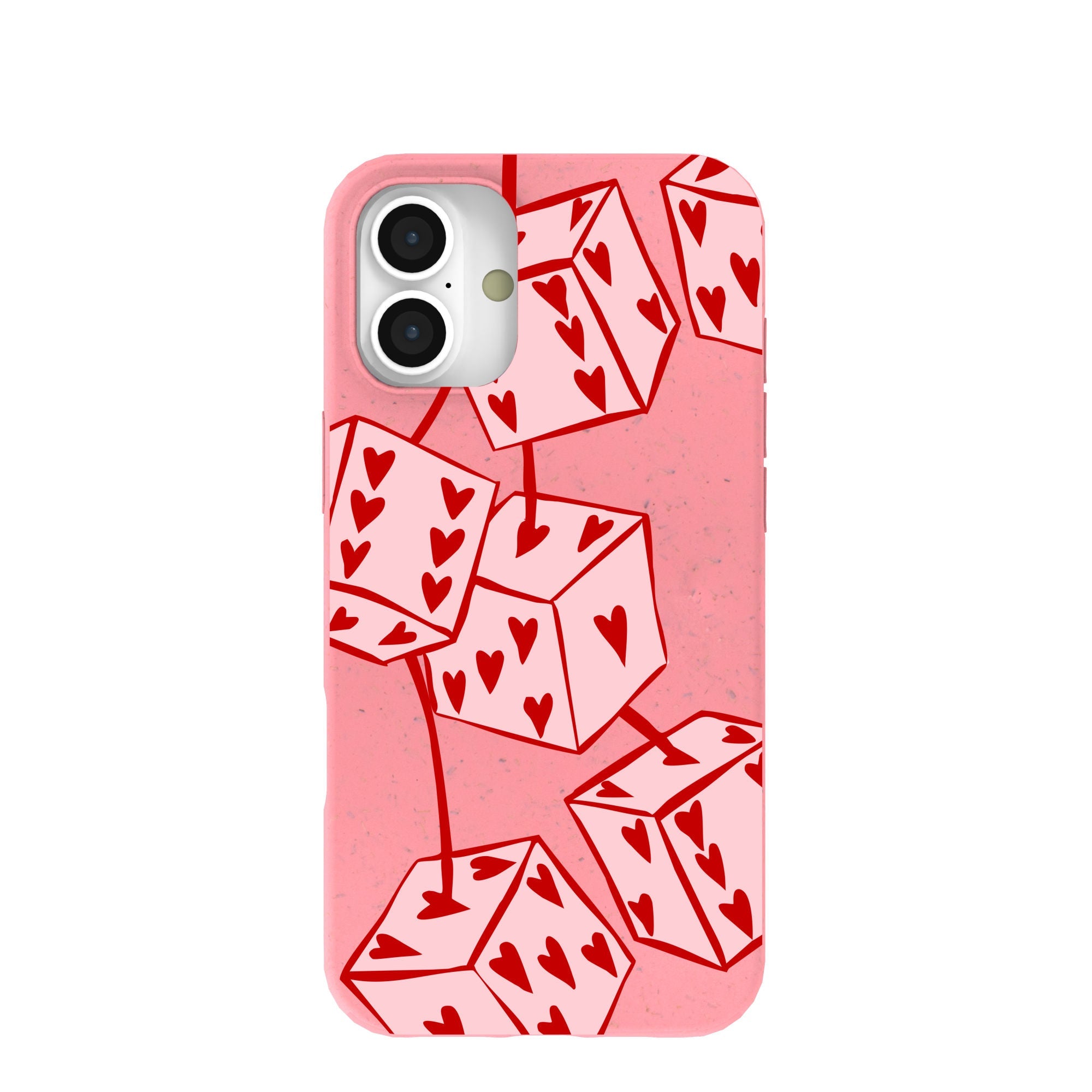 Bubblegum Pink Dicey Cherries iPhone 16 Plus Case Refurbished - Pela Case refurbished available on Cerqular