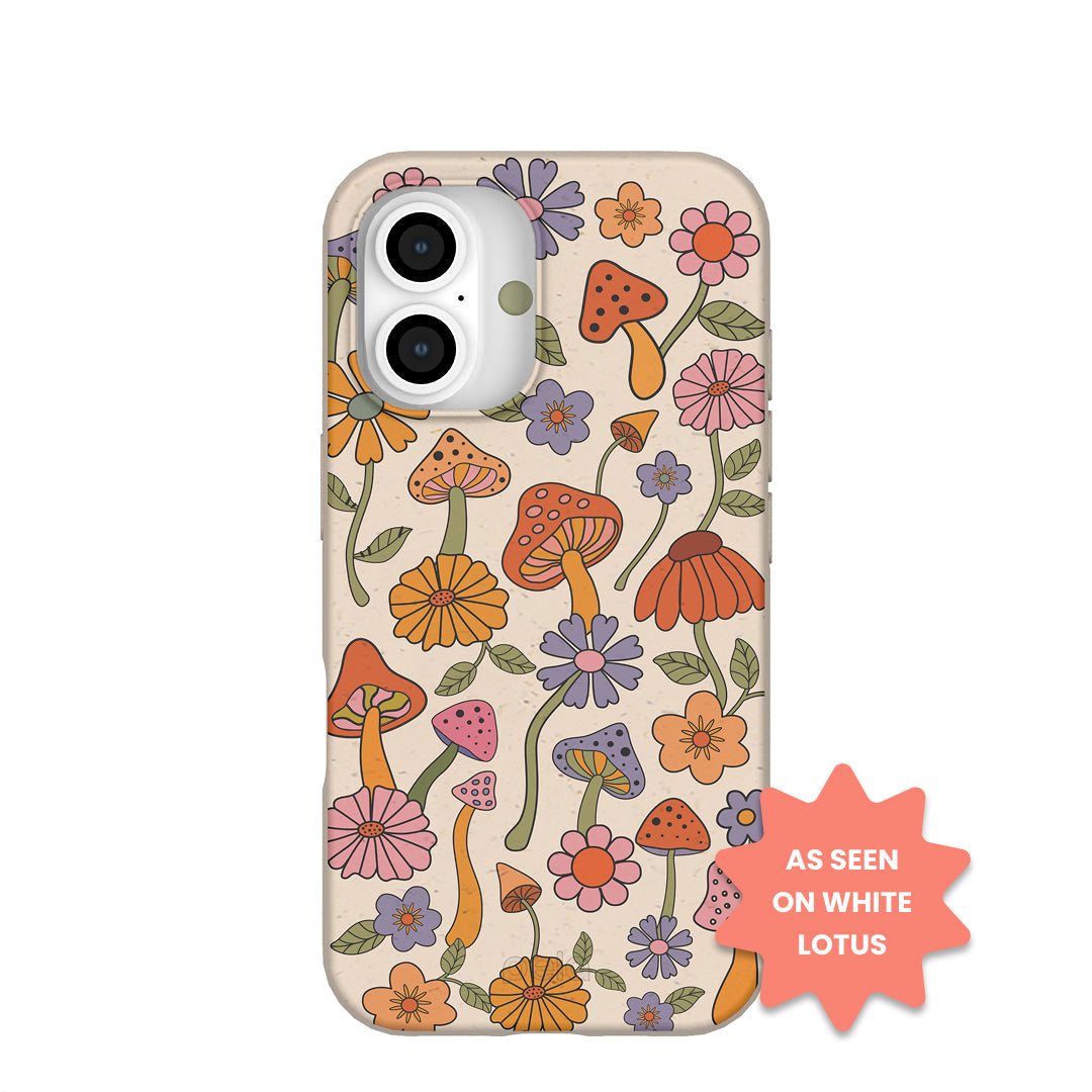 Seashell Shrooms and Blooms iPhone 16 Case Refurbished - Pela Case refurbished available on Cerqular