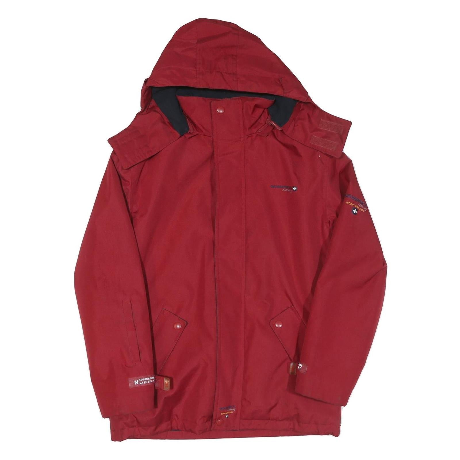Mens Red Polyester Blend Hooded Jacket S Zip Plain Lightweight Outdoor Wear Refurbished - N/A refurbished available on Cerqular