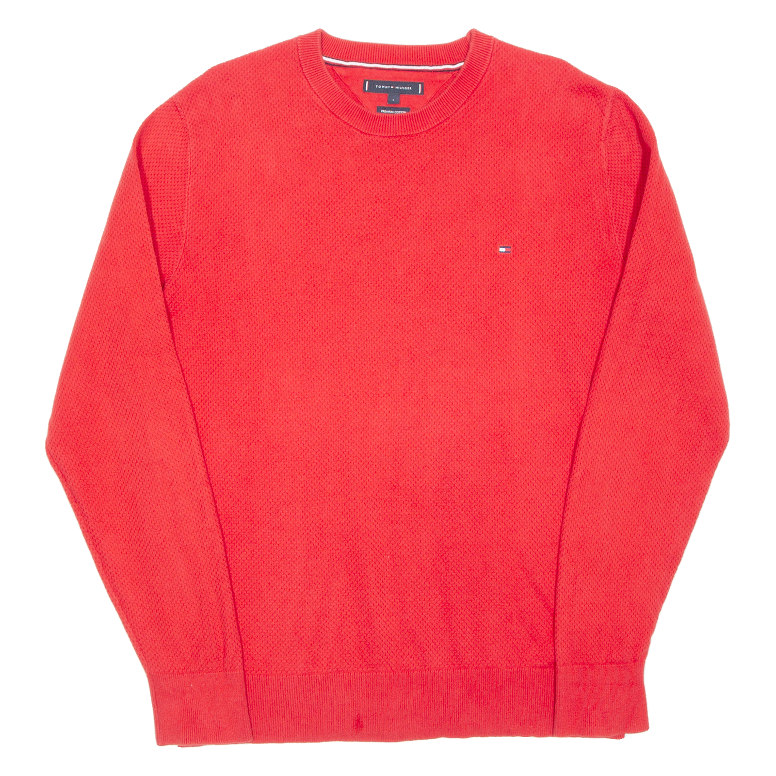 TOMMY HILFIGER Mens Jumper Red Tight Knit L Refurbished - N/A refurbished available on Cerqular
