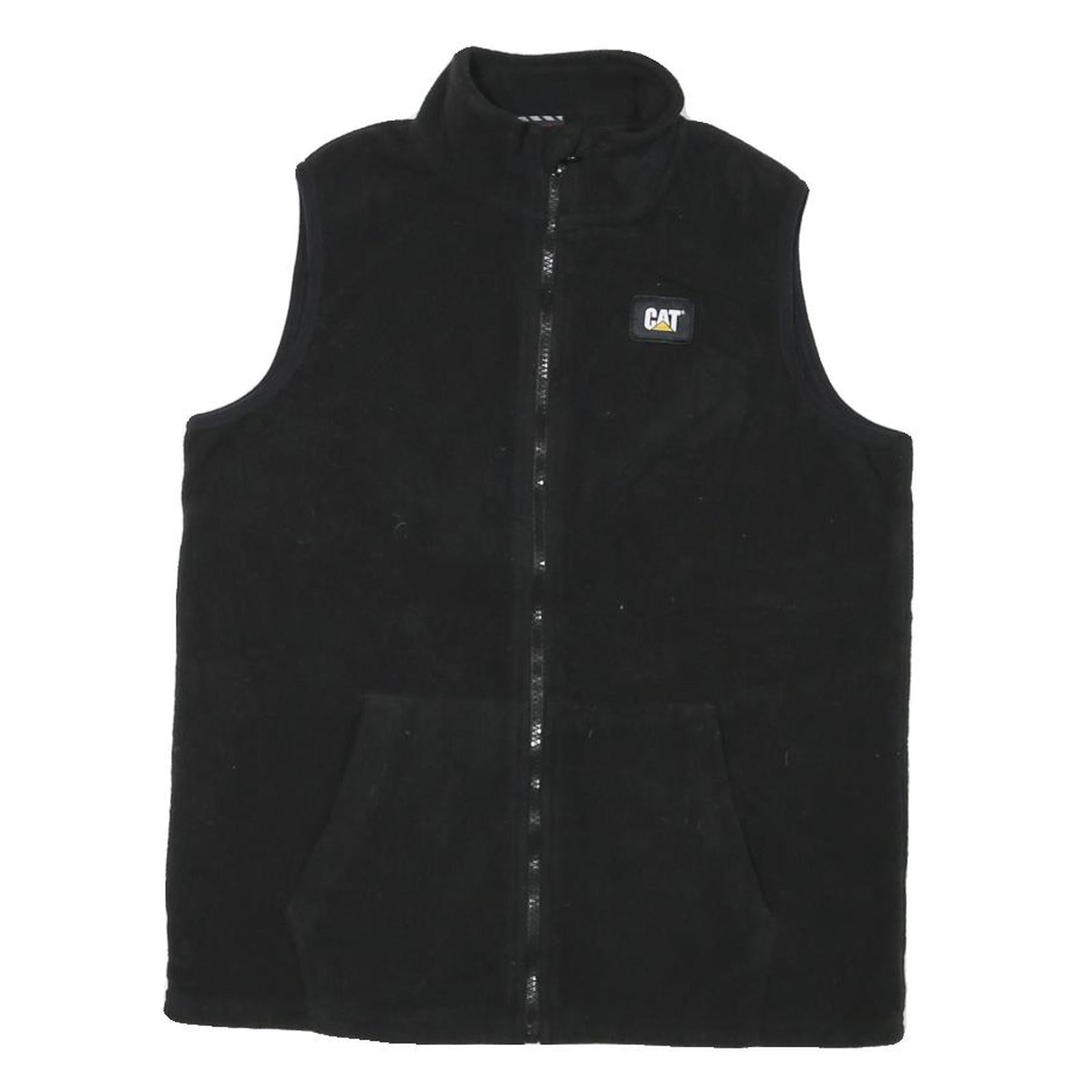 CAT Mens Black Zip Fleece Jacket M Polyester Blend Casual Workwear Vest Refurbished - N/A refurbished available on Cerqular