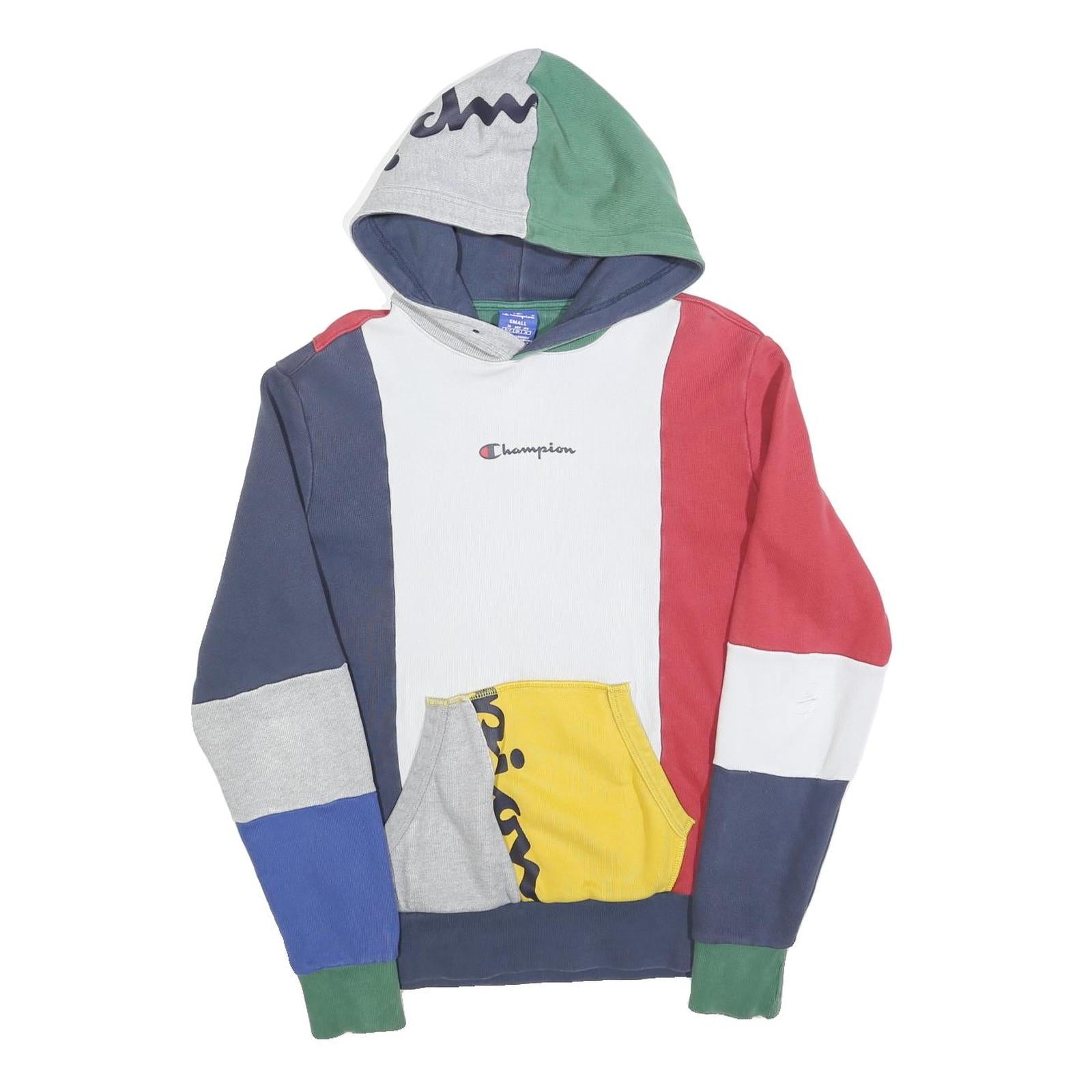 CHAMPION Mens Multicolour Colourblock Pullover Hoodie S Cotton Blend Casual Refurbished - N/A refurbished available on Cerqular