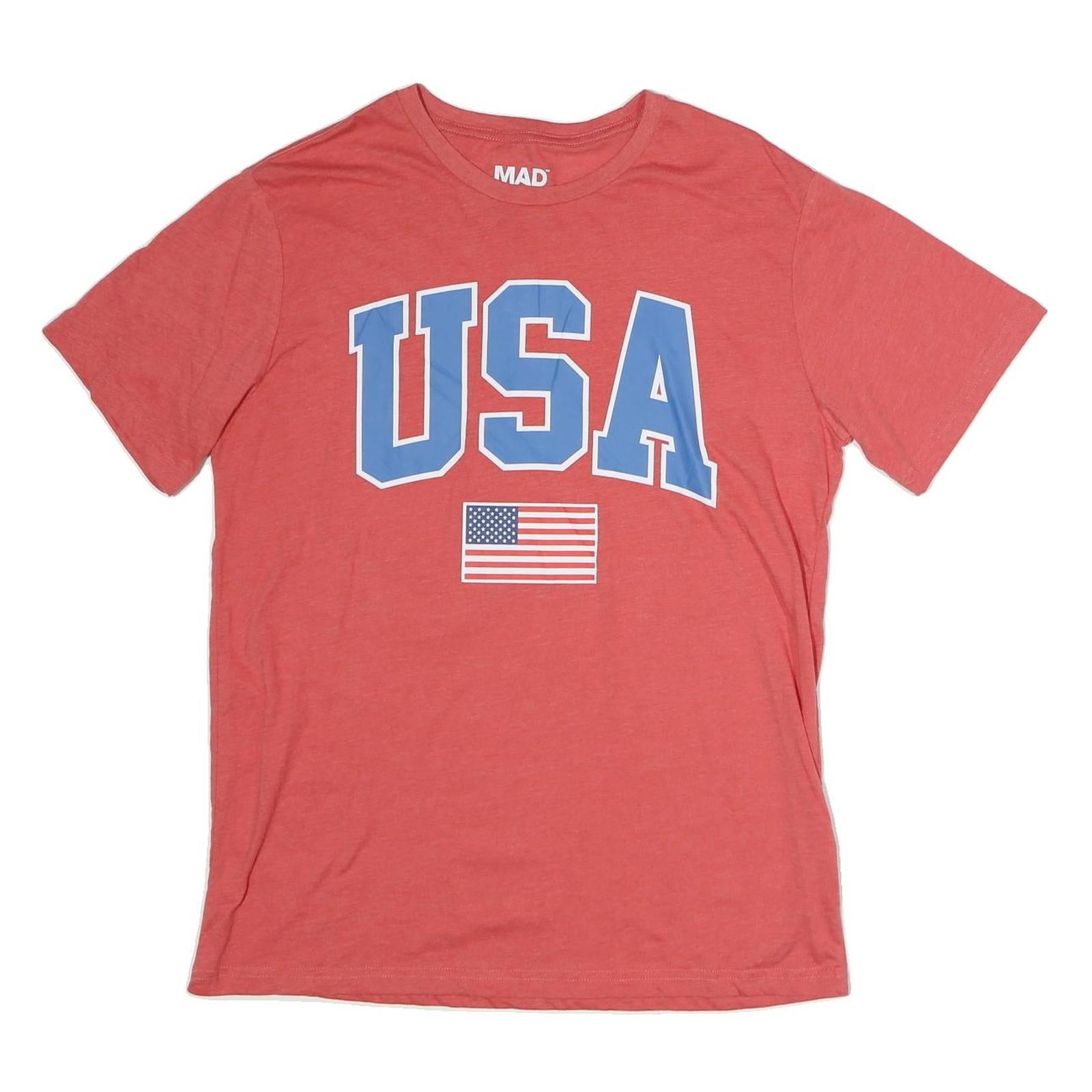 MAD ENGINE Mens Red USA Graphic T-Shirt L Short Sleeve Crew Neck Cotton Casual Refurbished - N/A refurbished available on Cerqular