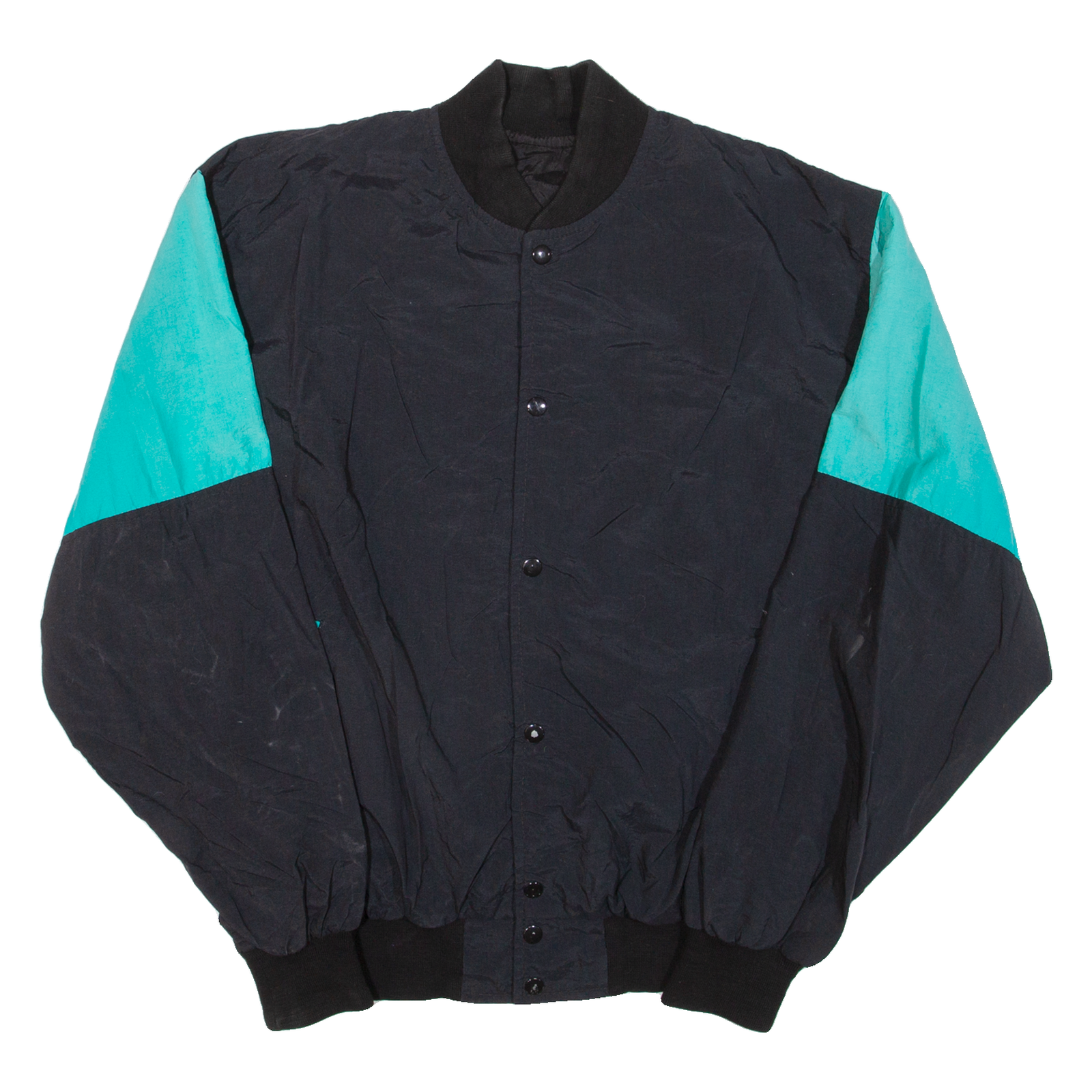 IDENTITY INC Mens Bomber Jacket Black Nylon 90s Colourblock XL Refurbished - N/A refurbished available on Cerqular