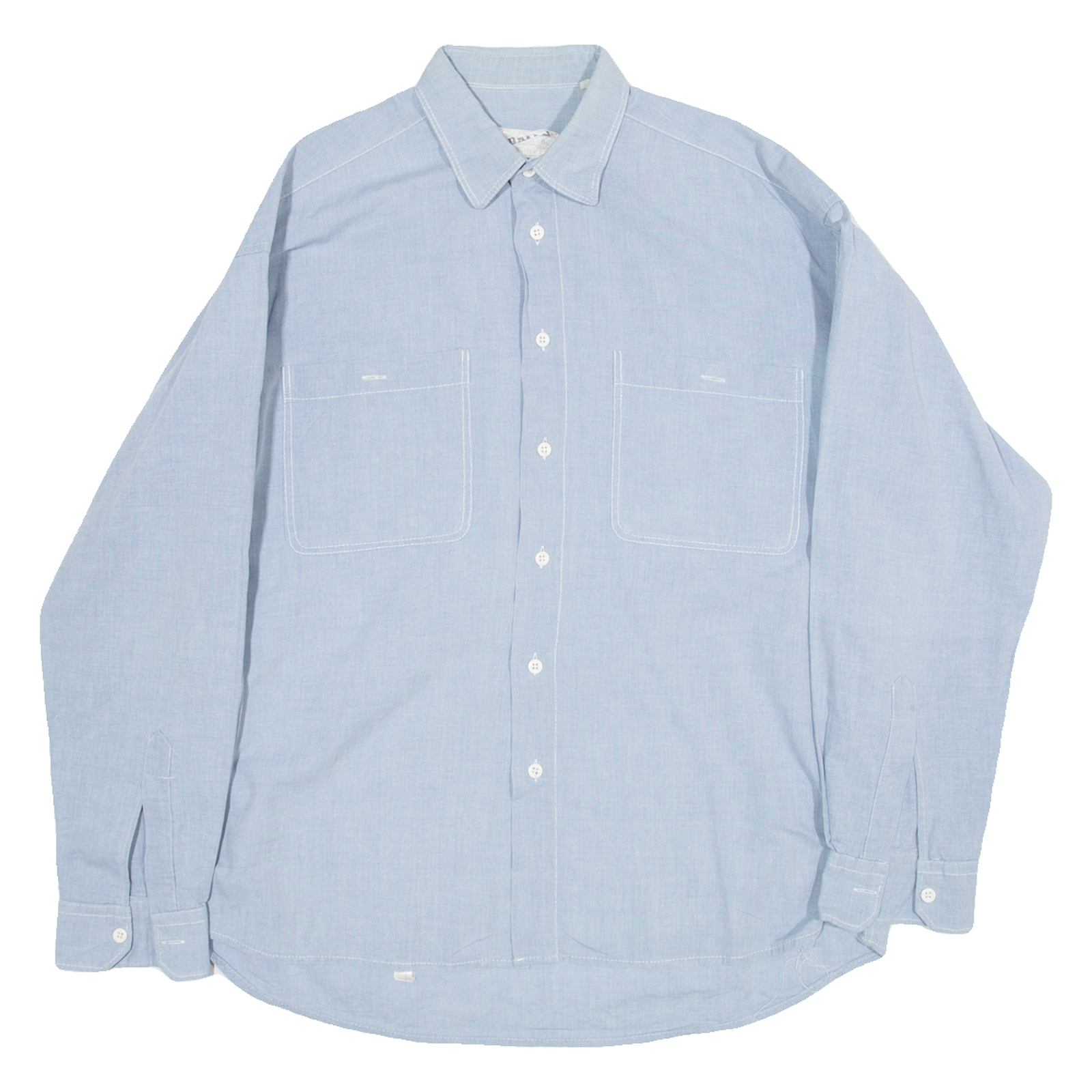 MANHATTAN Mens Plain Shirt Blue Long Sleeve M Refurbished - N/A refurbished available on Cerqular