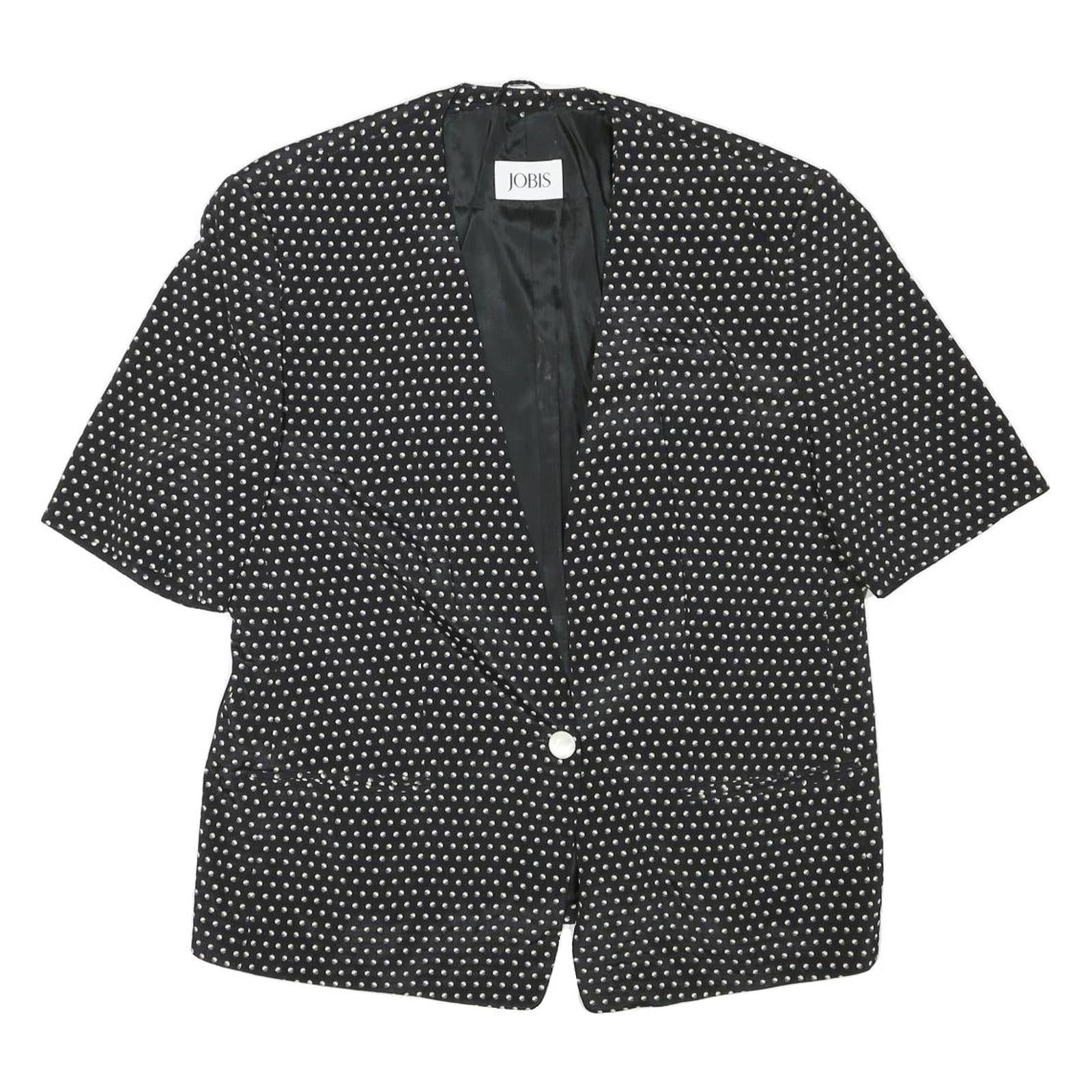 JOBIS Womens Black & White Polka Dot Jacket L Acetate Button Pattern Elegant Refurbished - N/A refurbished available on Cerqular