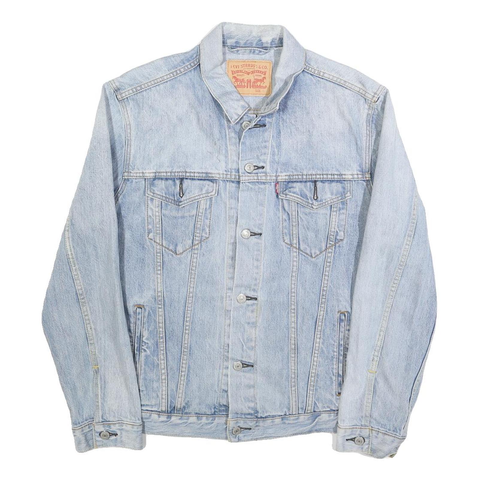 LEVI'S Mens Blue Denim Jacket L Cotton Button Classic Plain Casual Outerwear Refurbished - N/A refurbished available on Cerqular
