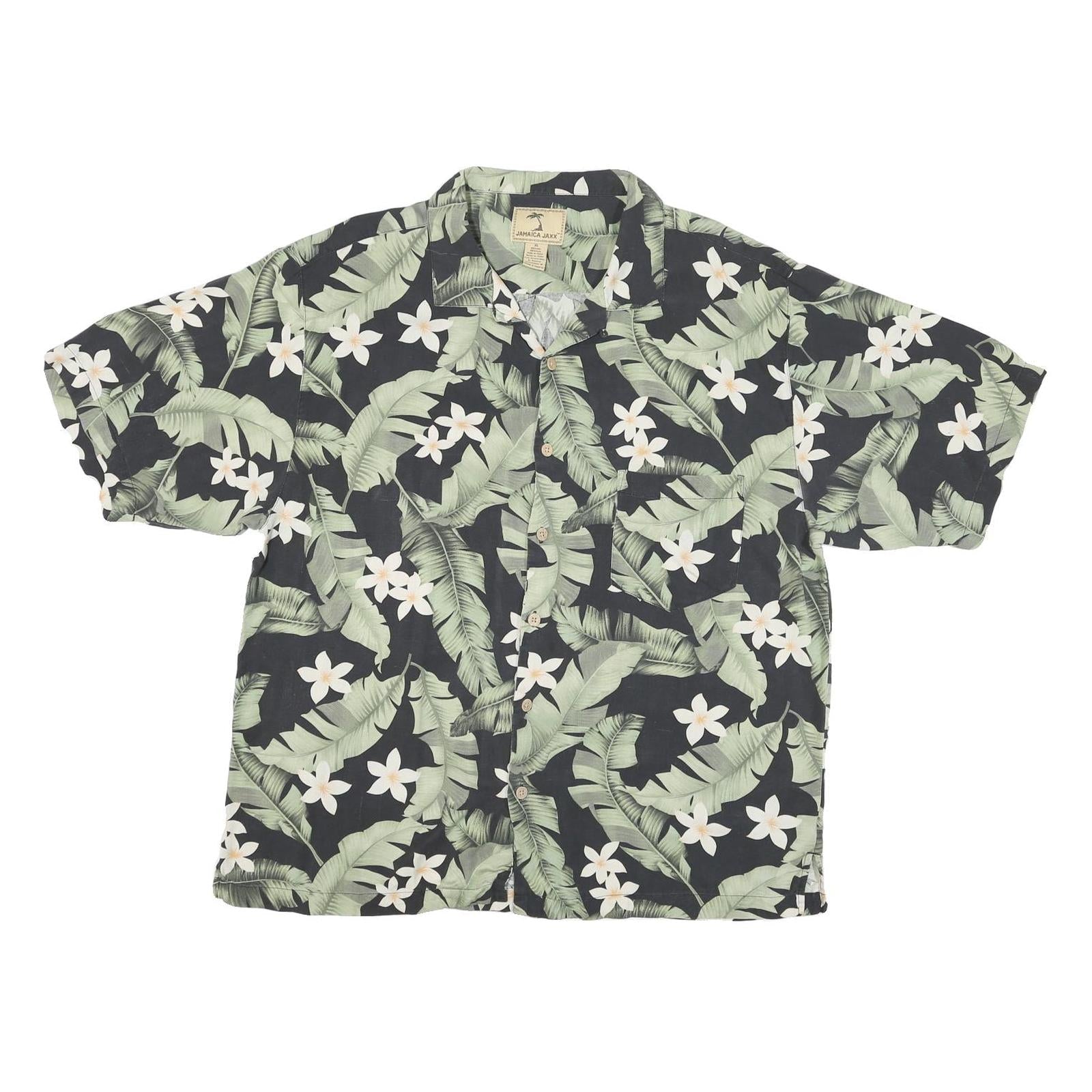 JAMACIA JAXX Mens Black & Green Floral Rayon Shirt XL Tropical Hawaiian Style Refurbished - N/A refurbished available on Cerqular