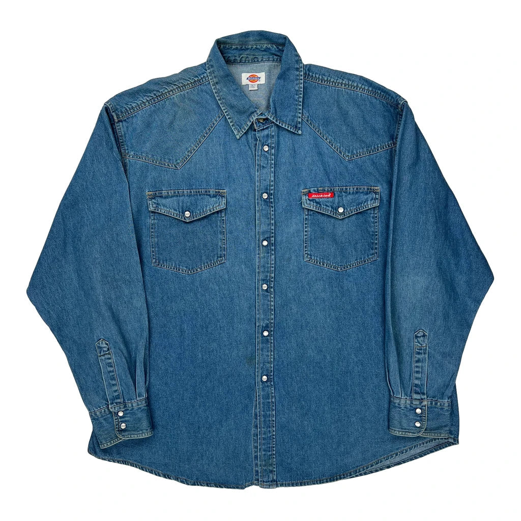 Dickies Denim Shirt - 2XL Blue Denim Refurbished - Thrifted (note: this is a term often used to describe second- refurbished available on Cerqular