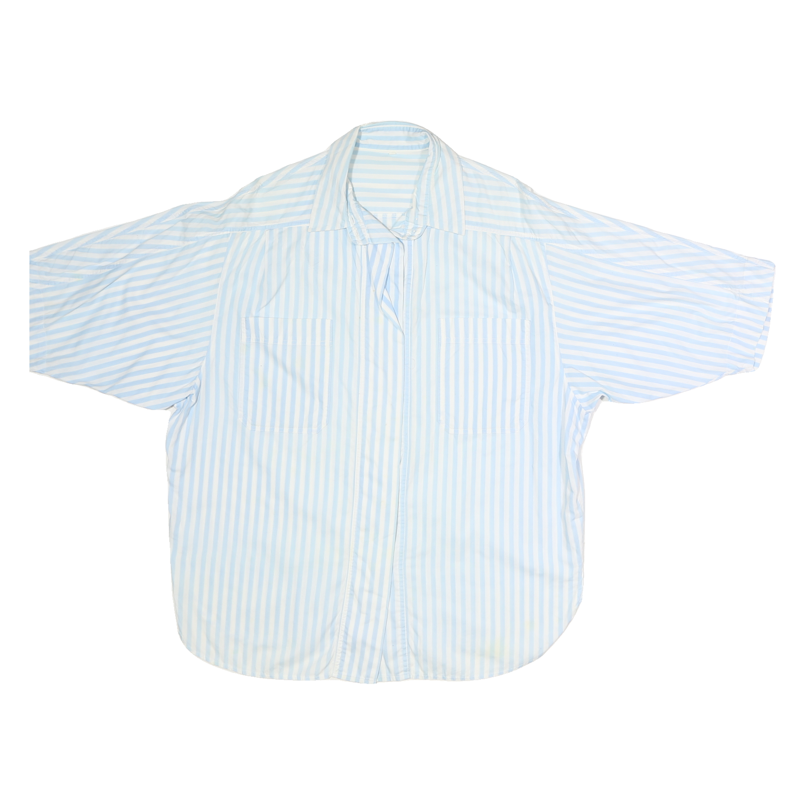 Womens Blue & White Striped Shirt L Cotton Blend Casual Timeless Style Relaxed Refurbished - N/A refurbished available on Cerqular