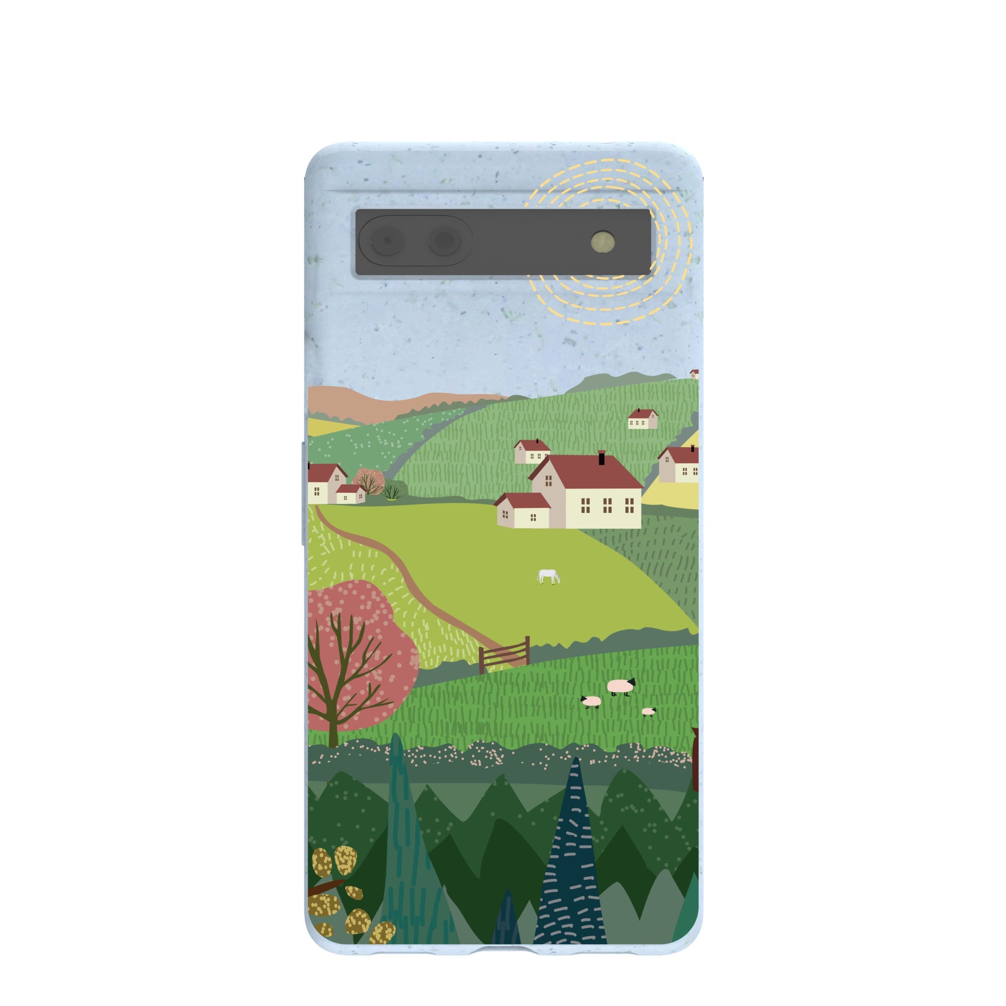 Powder Blue Sunny Countryside Google Pixel 6a Case Refurbished - Pela Case refurbished available on Cerqular