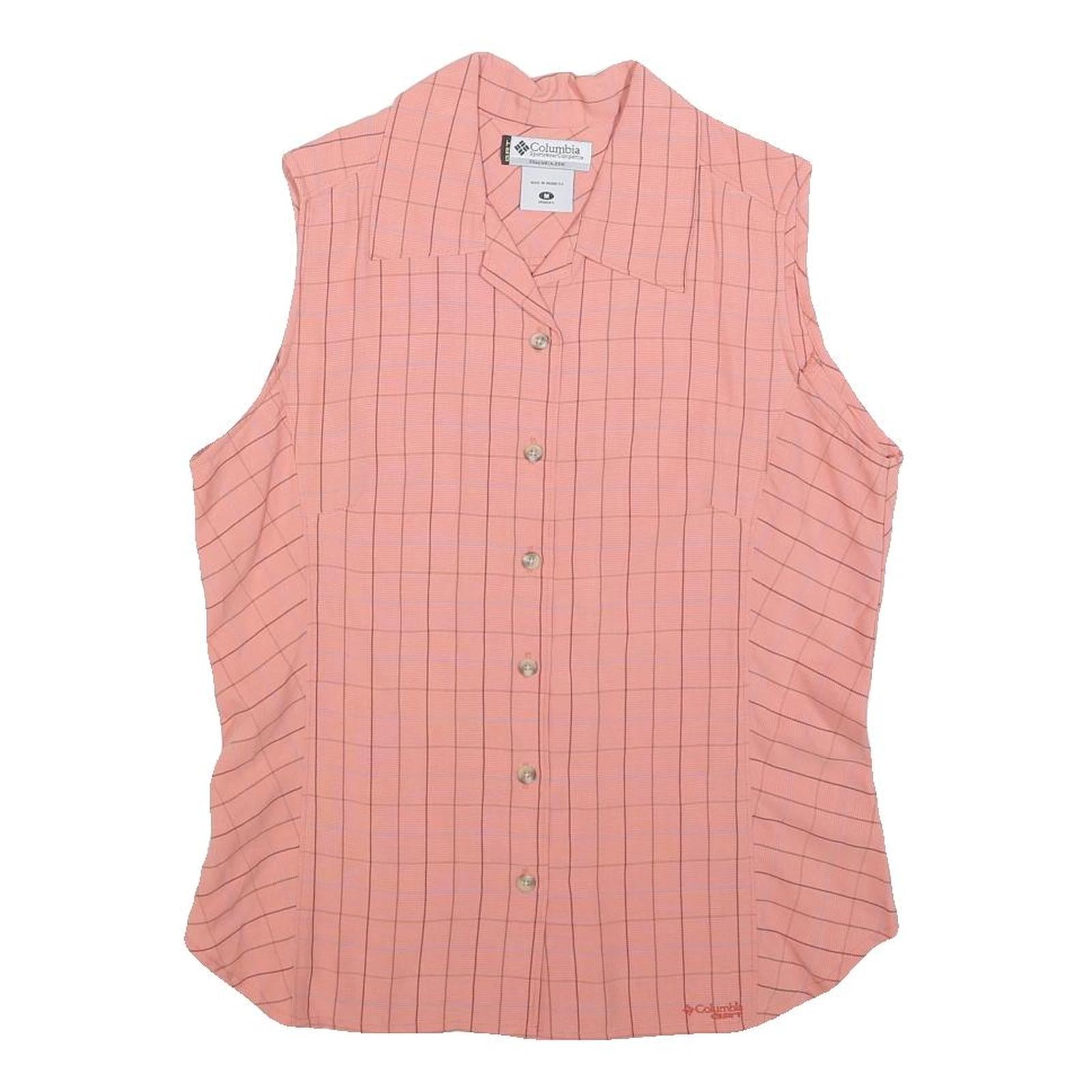 COLUMBIA Womens Pink & Black Check Sleeveless Shirt M Button Front Summer Refurbished - N/A refurbished available on Cerqular