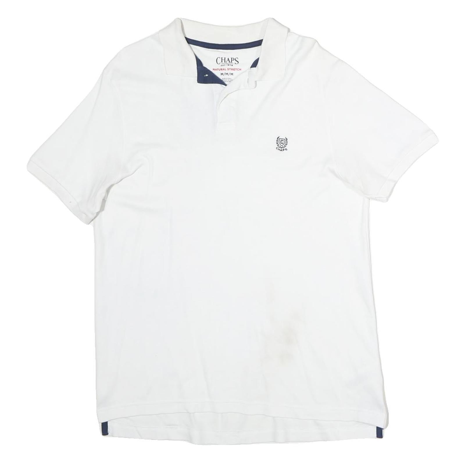 CHAPS Mens White Short Sleeve Plain Polo Shirt M Classic Cotton Casual Refurbished - N/A refurbished available on Cerqular