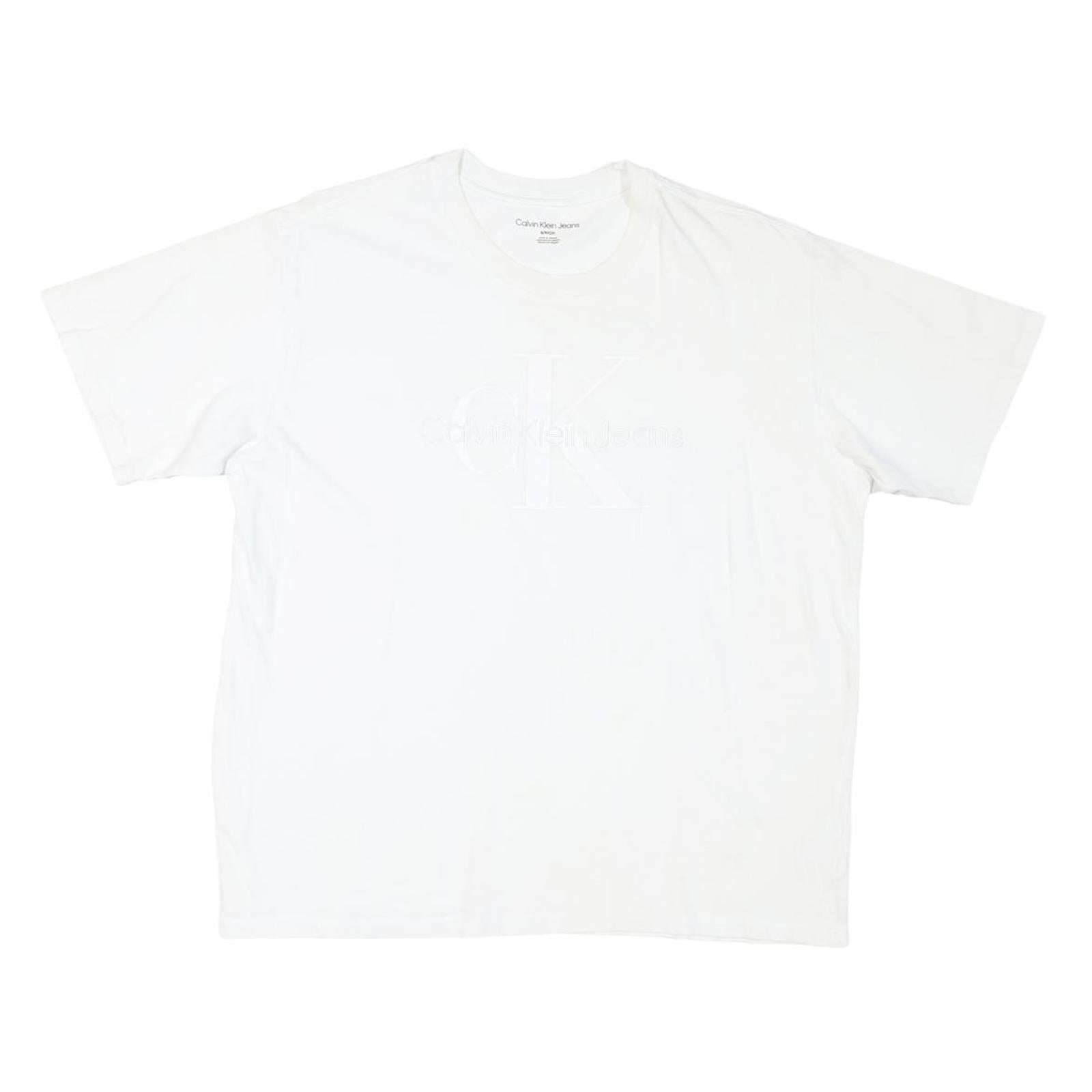 CALVIN KLEIN JEANS Mens White S Graphic T-Shirt Short Sleeve Crew Neck Logo Refurbished - N/A refurbished available on Cerqular