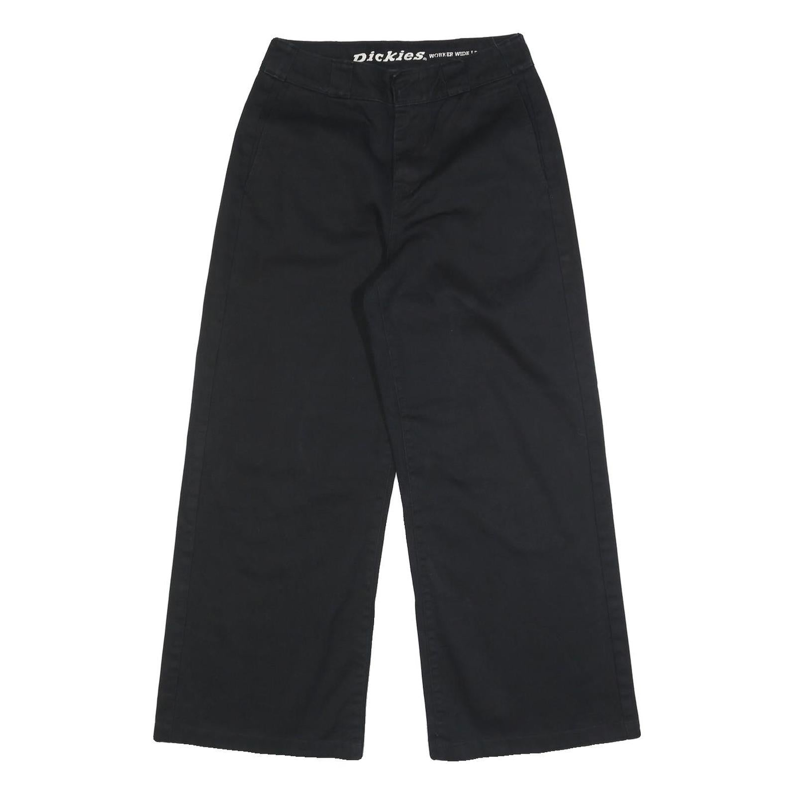 DICKIES Womens Black Loose Wide Leg Cotton Blend Trousers W27 L26 Zip Closure Refurbished - N/A refurbished available on Cerqular
