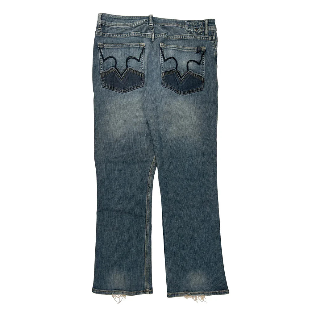 Unbranded Boot Cut Jeans - 33W 31L Blue Cotton Blend Refurbished - Thrifted (note: this is a term often used to describe second- refurbished available on Cerqular