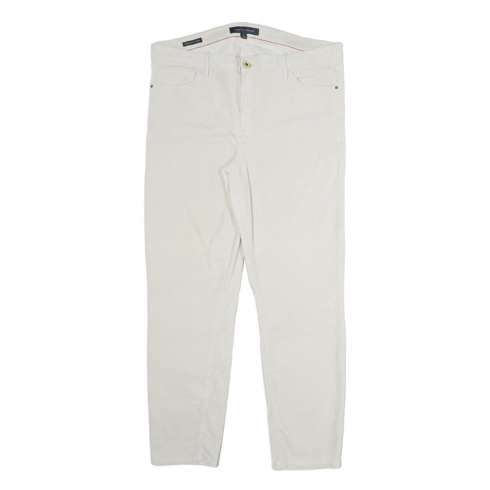 TOMMY HILFIGER Womens Cotton Blend Slim White Trousers W35 L28 Stylish Comfort Refurbished - N/A refurbished available on Cerqular