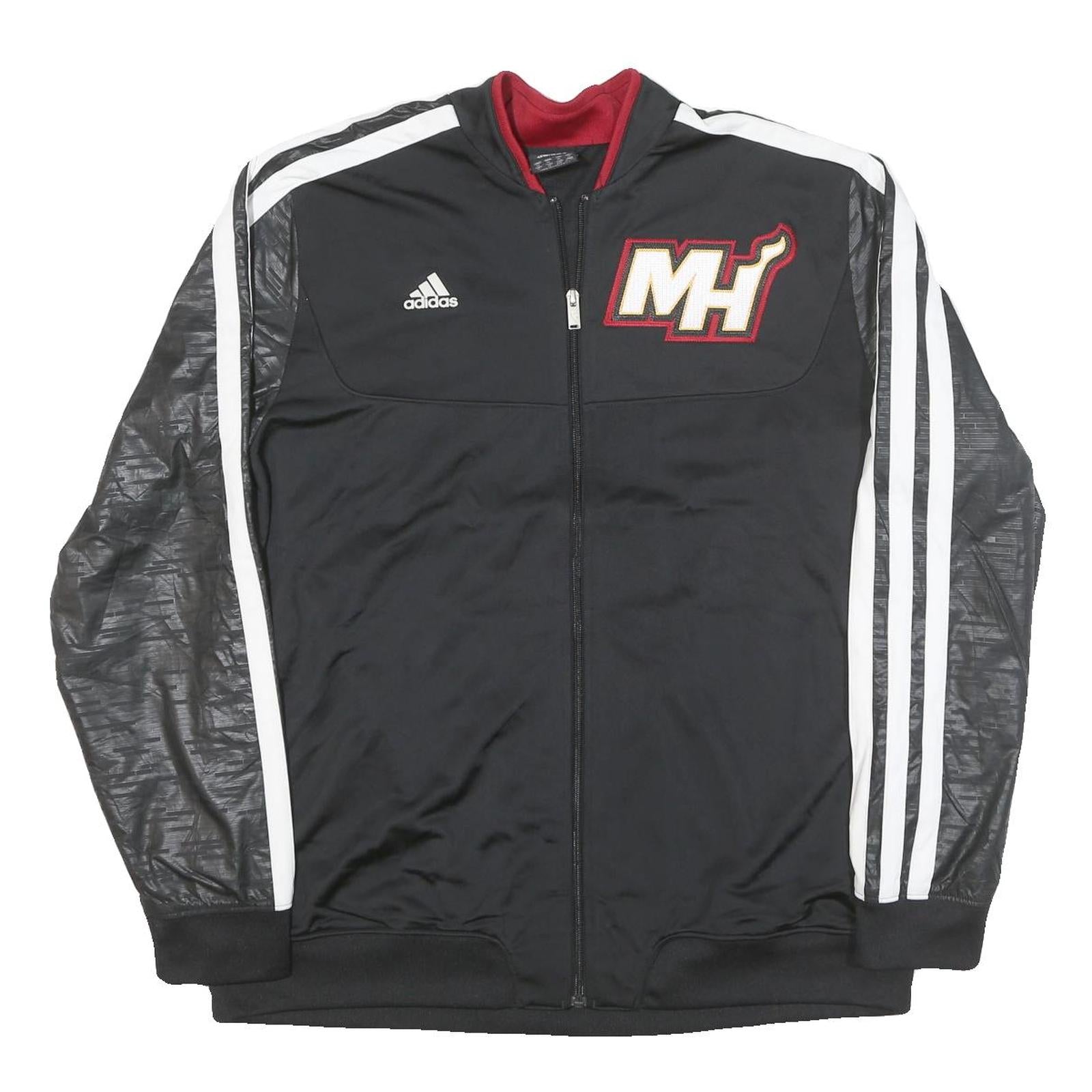 ADIDAS Mens Black & White Miami Heat Track Jacket XL Polyester Blend Zip Refurbished - N/A refurbished available on Cerqular