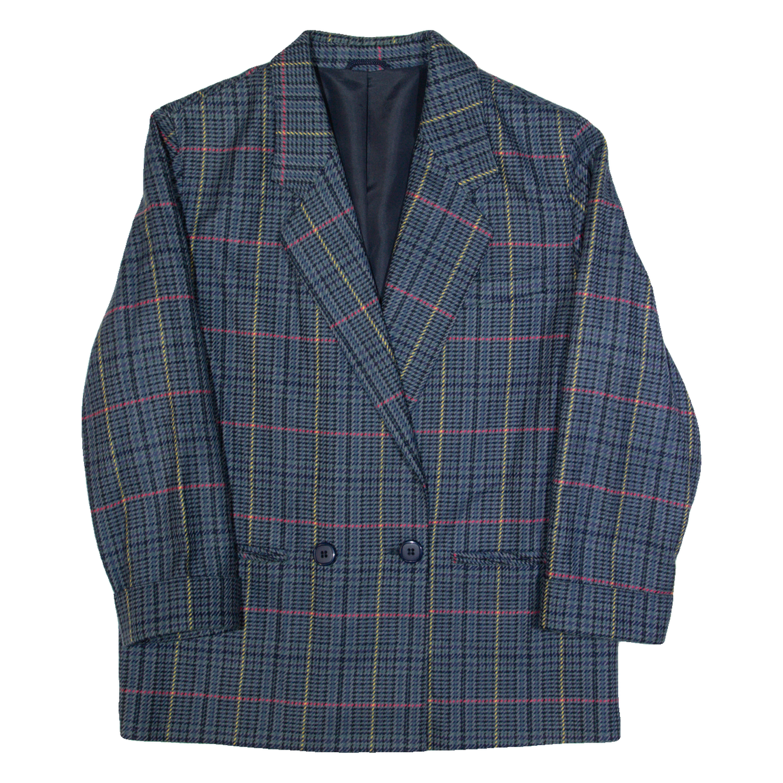 BOUTIQUE URSULA Womens Blazer Jacket Blue Wool 90s Check S Refurbished - N/A refurbished available on Cerqular