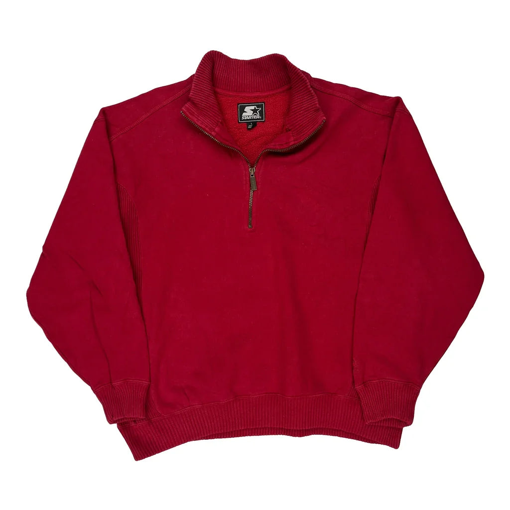 Starter 1/4 Zip - Large Red Cotton Refurbished - Thrifted (note: this is a term often used to describe second- refurbished available on Cerqular