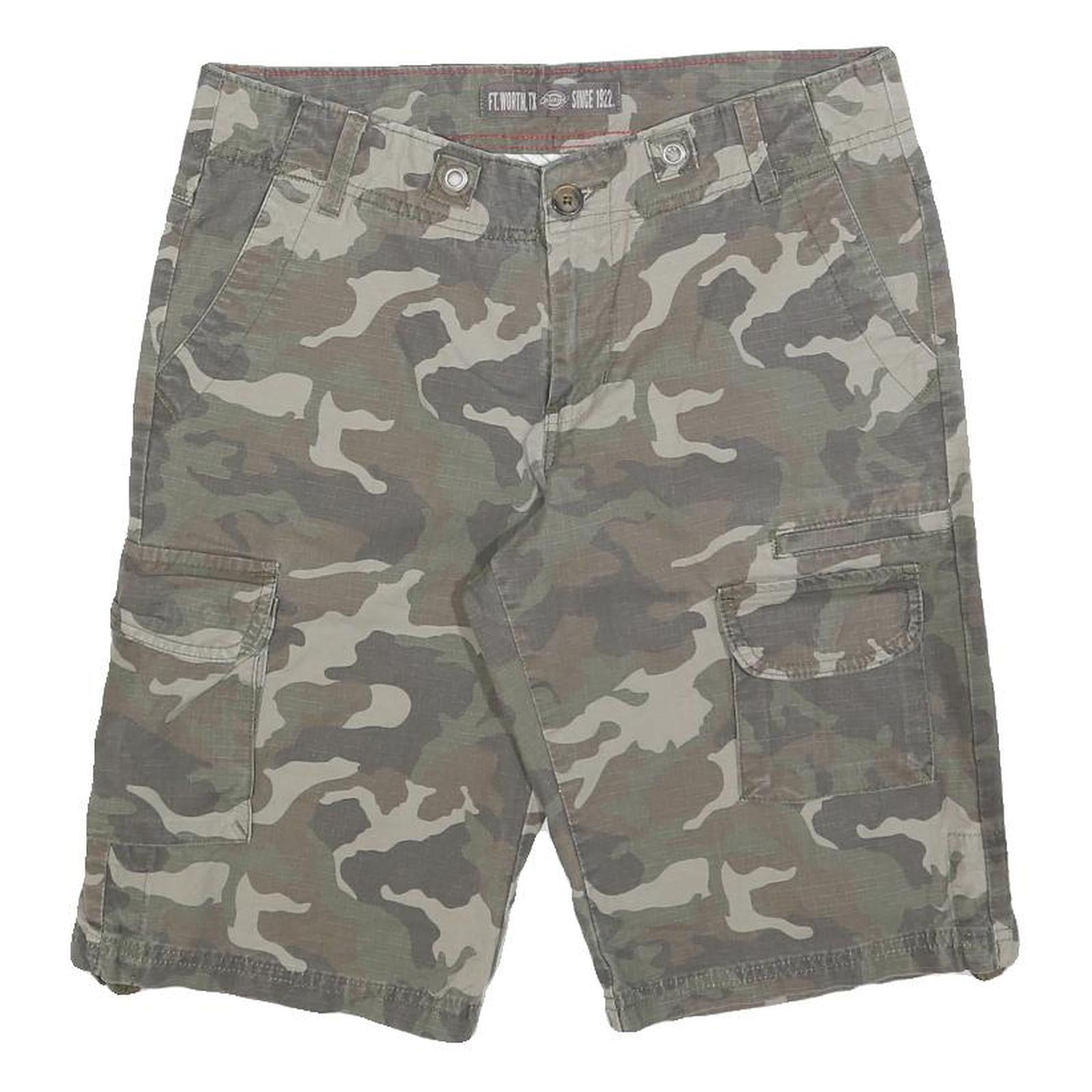 DICKIES Womens Shorts Green Camouflage Cargo M W30 Workwear Cotton Blend Refurbished - N/A refurbished available on Cerqular