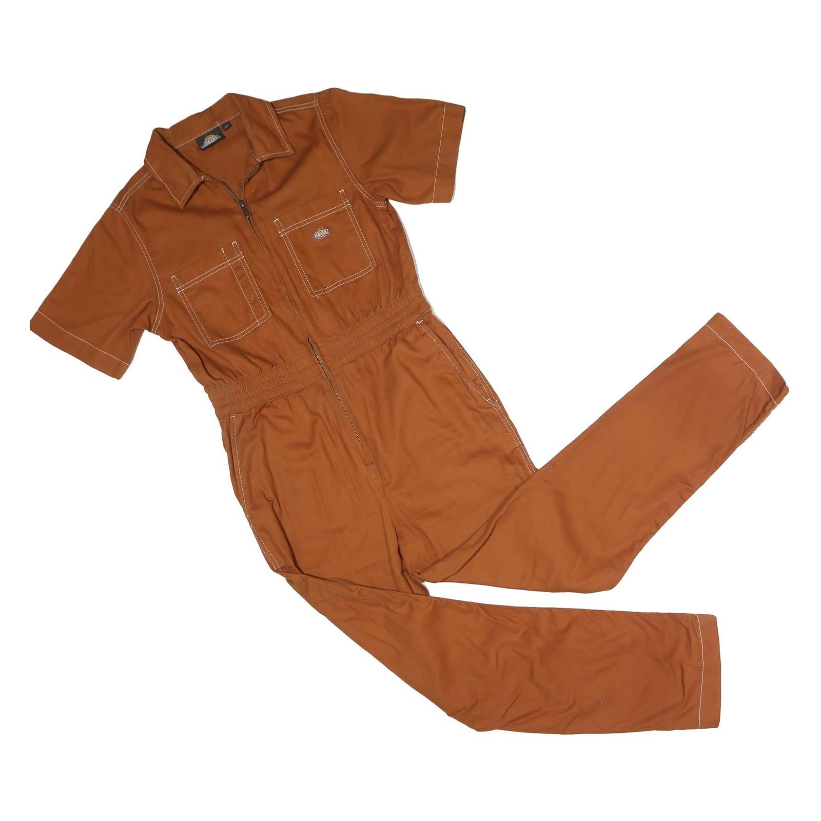 DICKIES Womens Brown Dungarees Slim Polyester Blend Size S W30 L30 Workwear Refurbished - N/A refurbished available on Cerqular