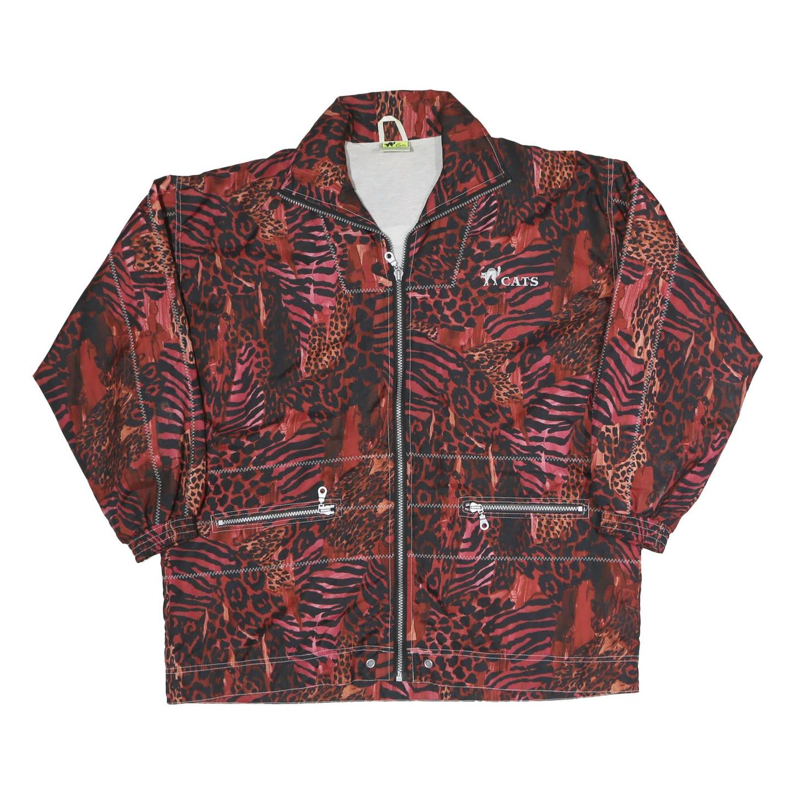 Womens Red Polyester Blend Animal Print Zip Jacket XS Casual Outerwear Refurbished - N/A refurbished available on Cerqular