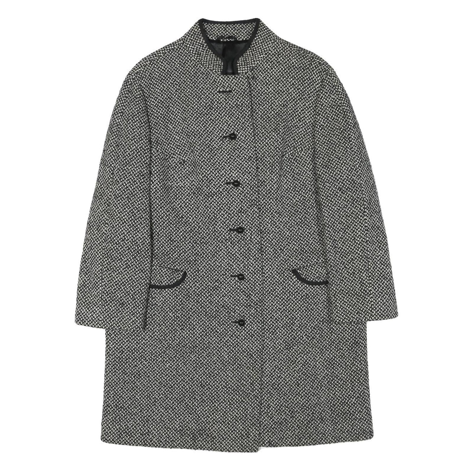 Womens Black & White Wool Blend Plain Jacket L Button Closure Long Sleeve Refurbished - N/A refurbished available on Cerqular