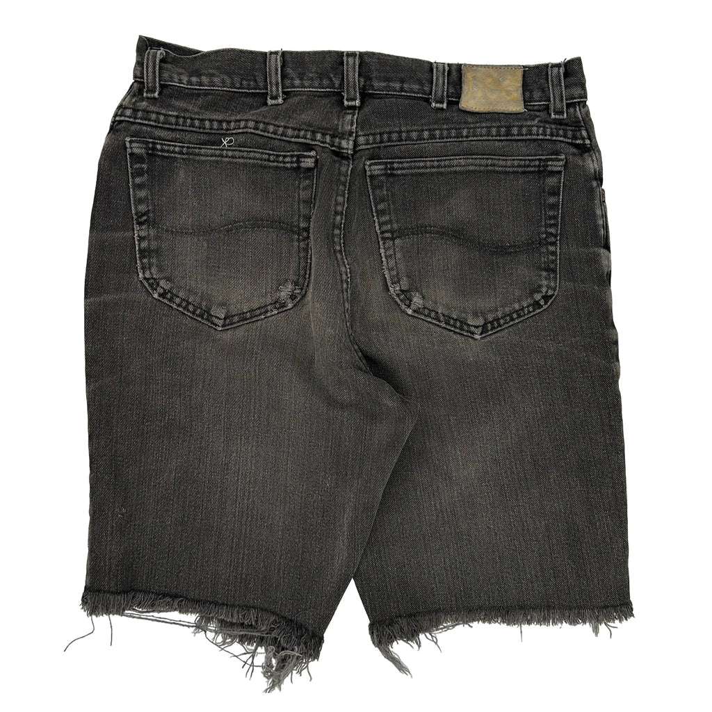 Lee Denim Shorts - 32W 11L Black Denim Refurbished - Thrifted (note: this is a term often used to describe second- refurbished available on Cerqular